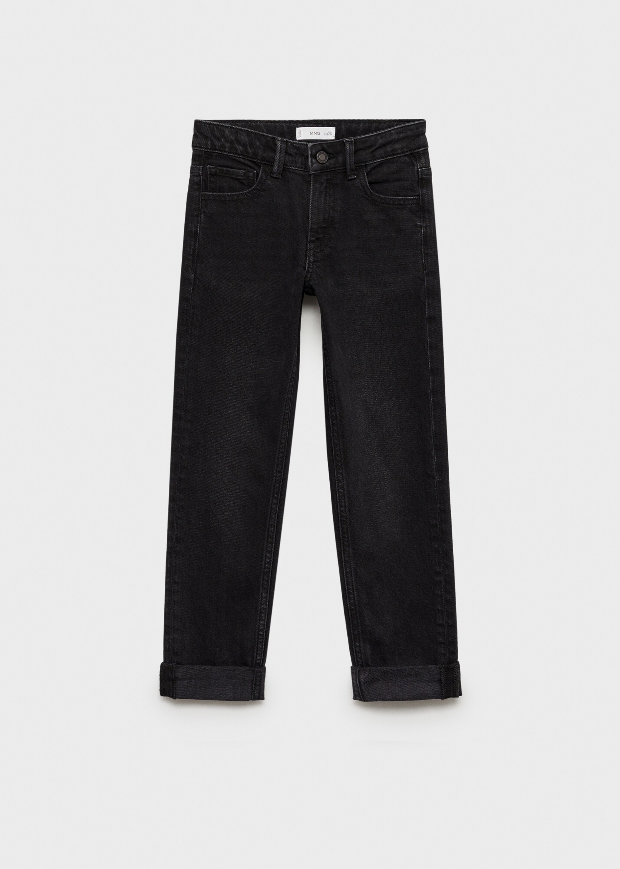 Gerade Jeans mit Umschlag - Artikel ohne Model, Black denim. Ref: 77023260-00.