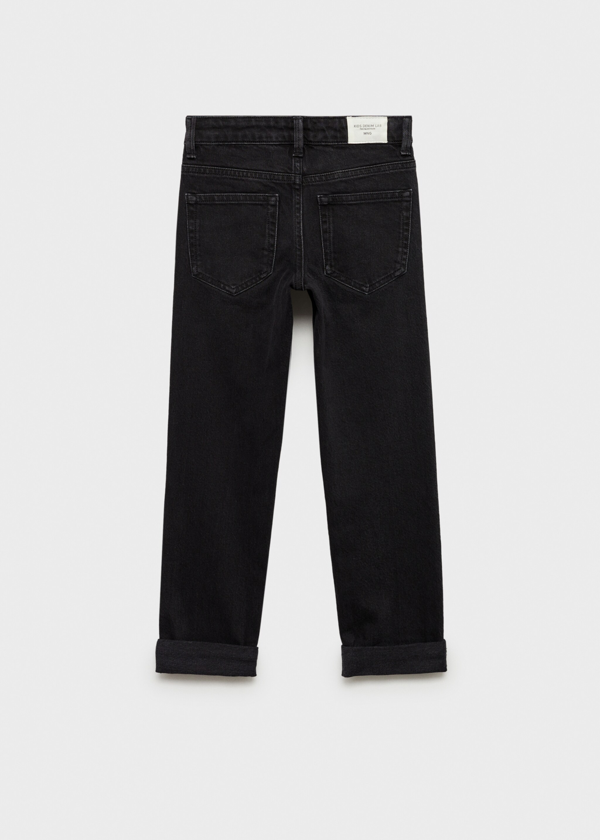 Gerade Jeans mit Umschlag - Rückseite des Artikels, Black denim. Ref: 77023260-00.