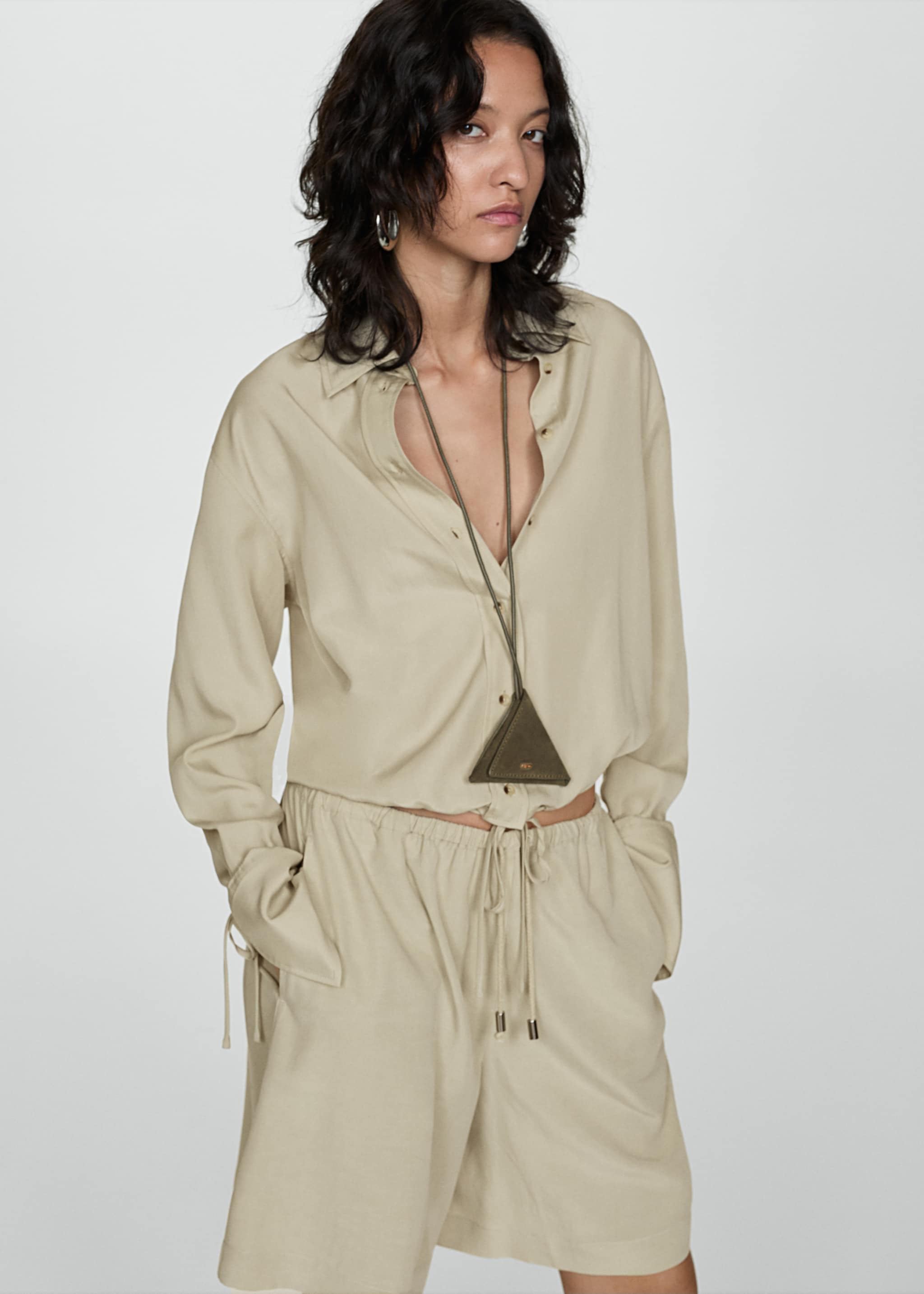 Wideleg lyocell bermuda shorts - Medium plane