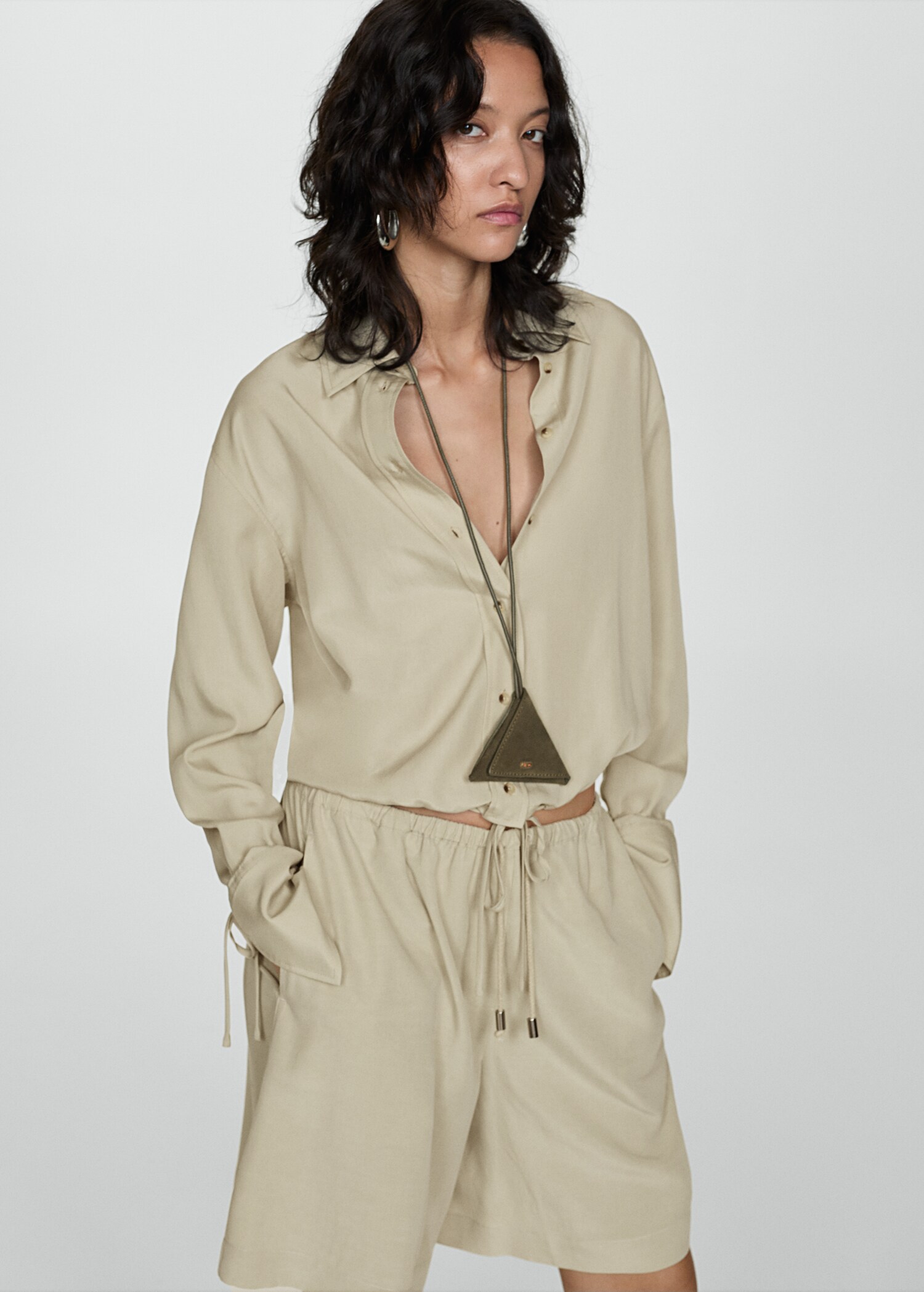 Wideleg-Bermudashorts aus Lyocell - Mittlere Ansicht