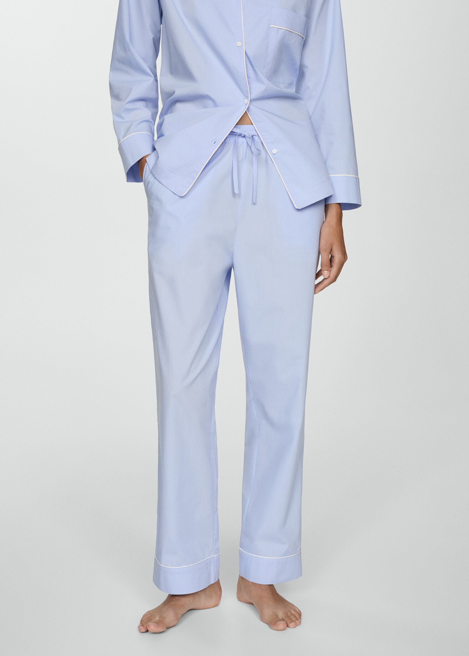 Pantalón pijama recto lazo - Plano medio