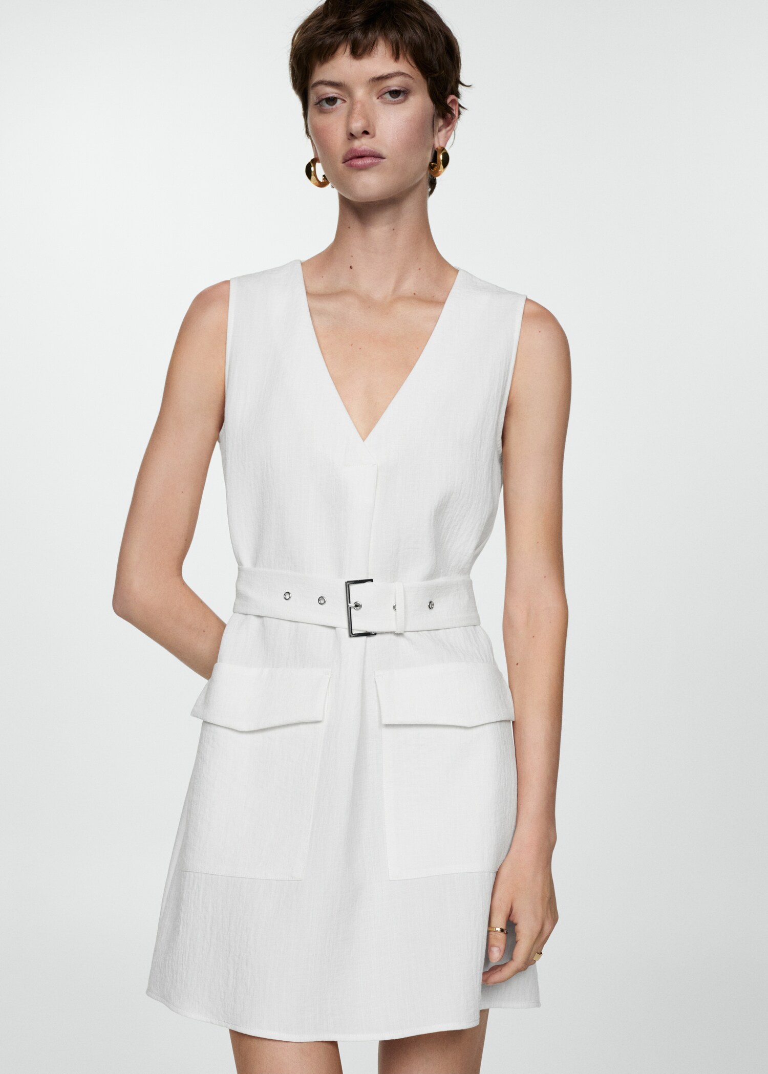 Dress with pockets and belt - Medium plane