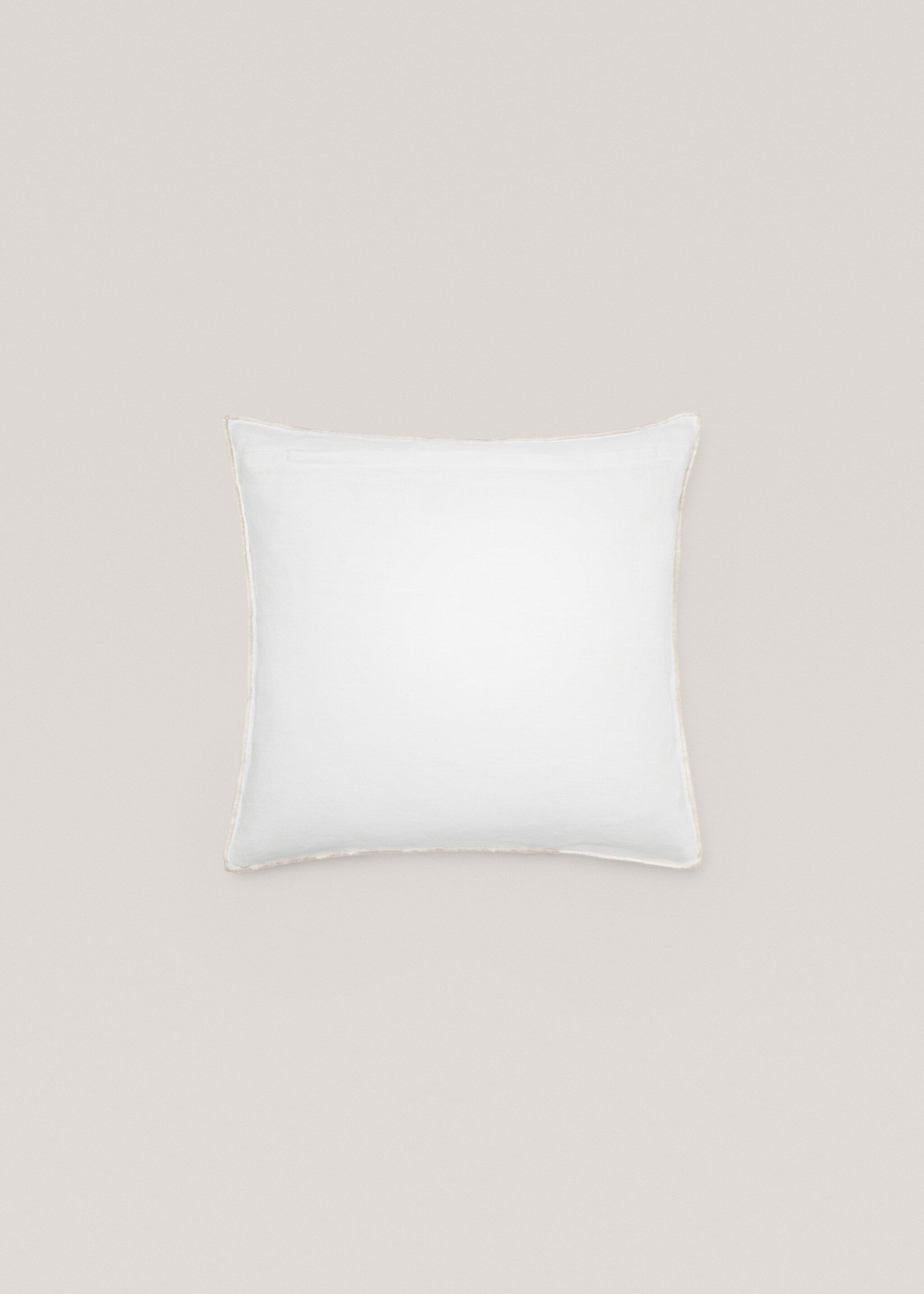 100% linen two-tone cushion cover 45x45cm - Details of the article 1, White. Ref: 77023280-00.