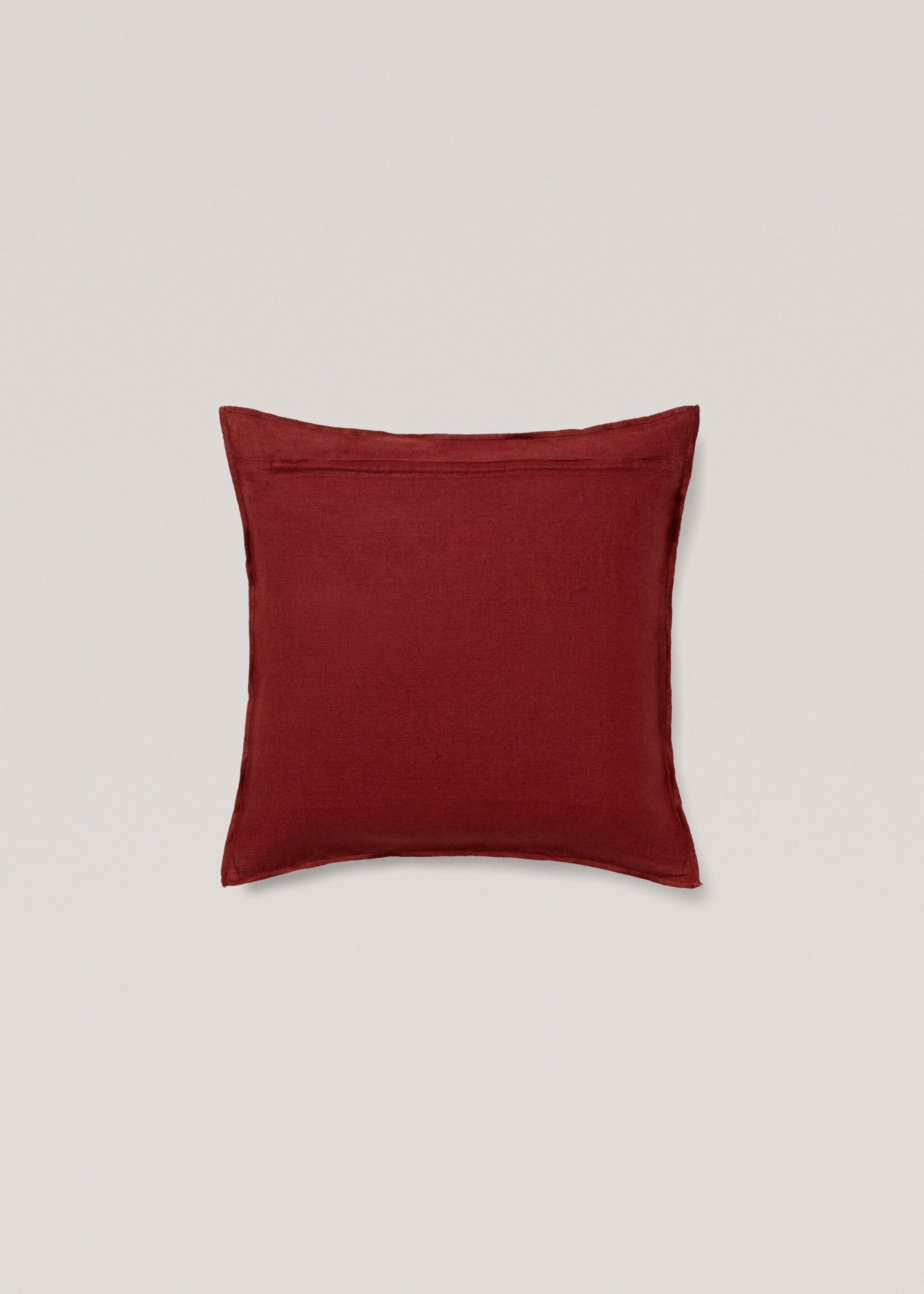 100% linen two-tone cushion cover 45x45cm - Details of the article 1, Burgundy. Ref: 77023280-00.