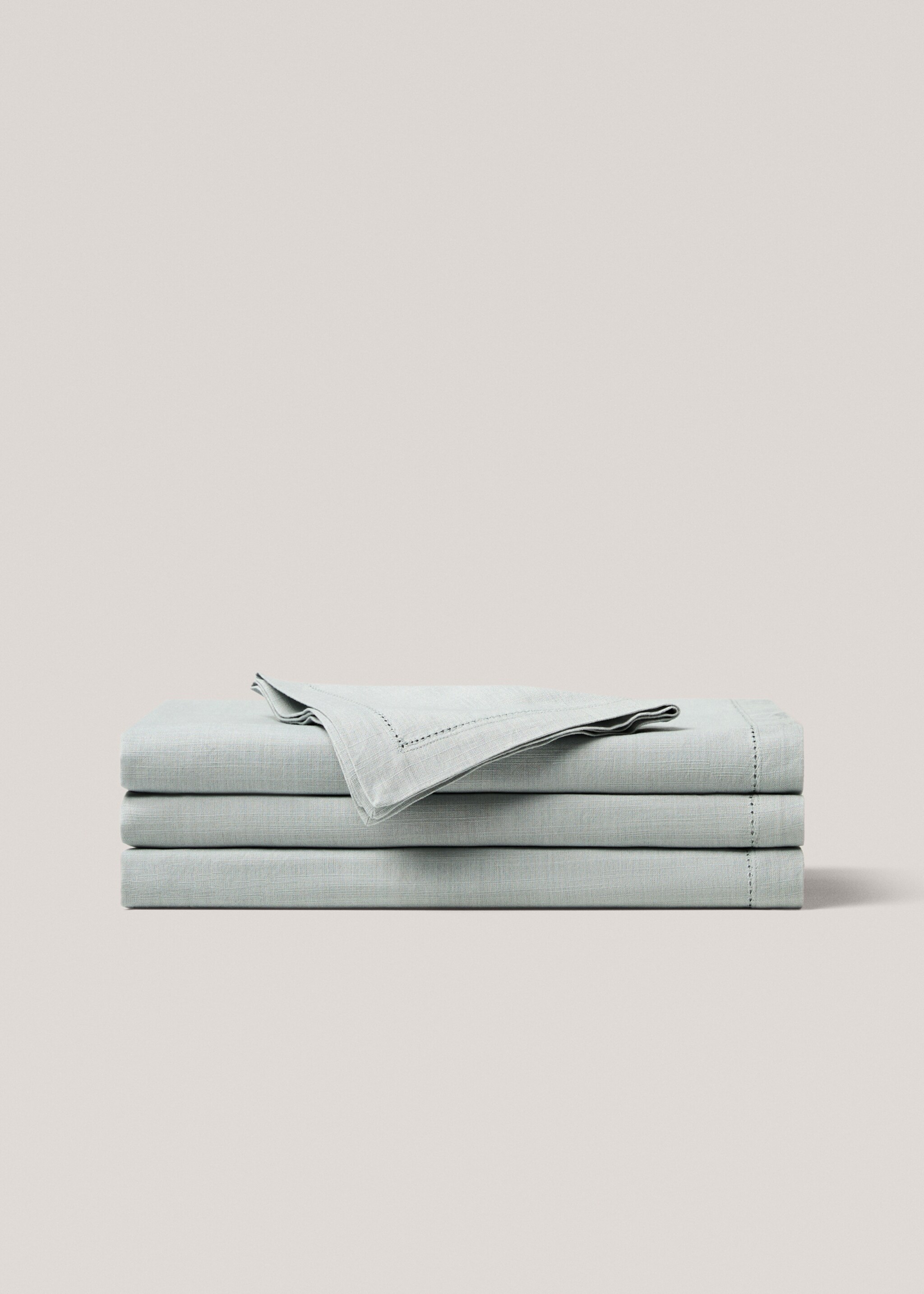 Embroidered hemstitch tablecloth for 2 to 4 diners - Article without model, Aqua Green. Ref: 77023281-00.