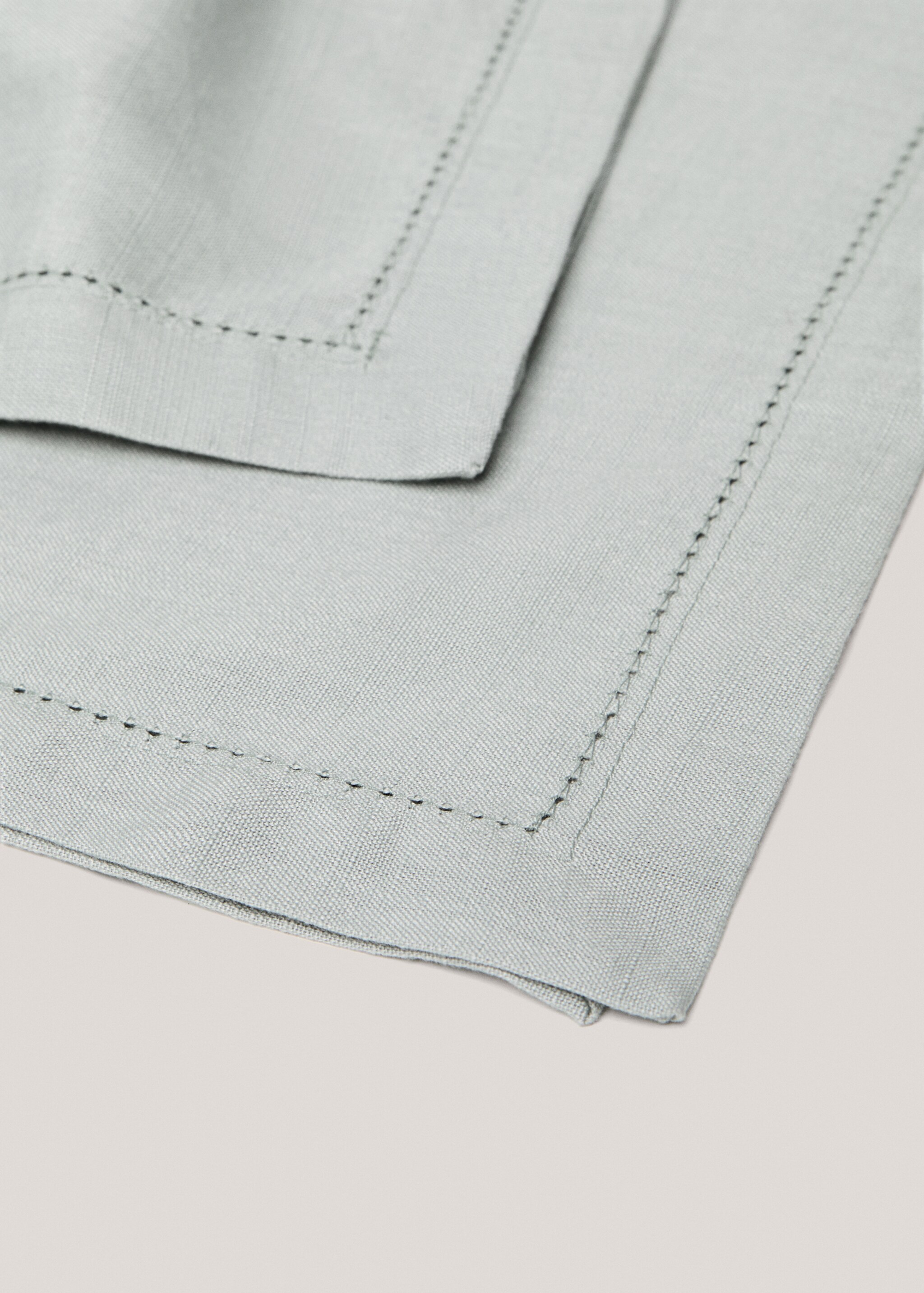 Embroidered hemstitch tablecloth for 2 to 4 diners - Details of the article 1, Aqua Green. Ref: 77023281-00.