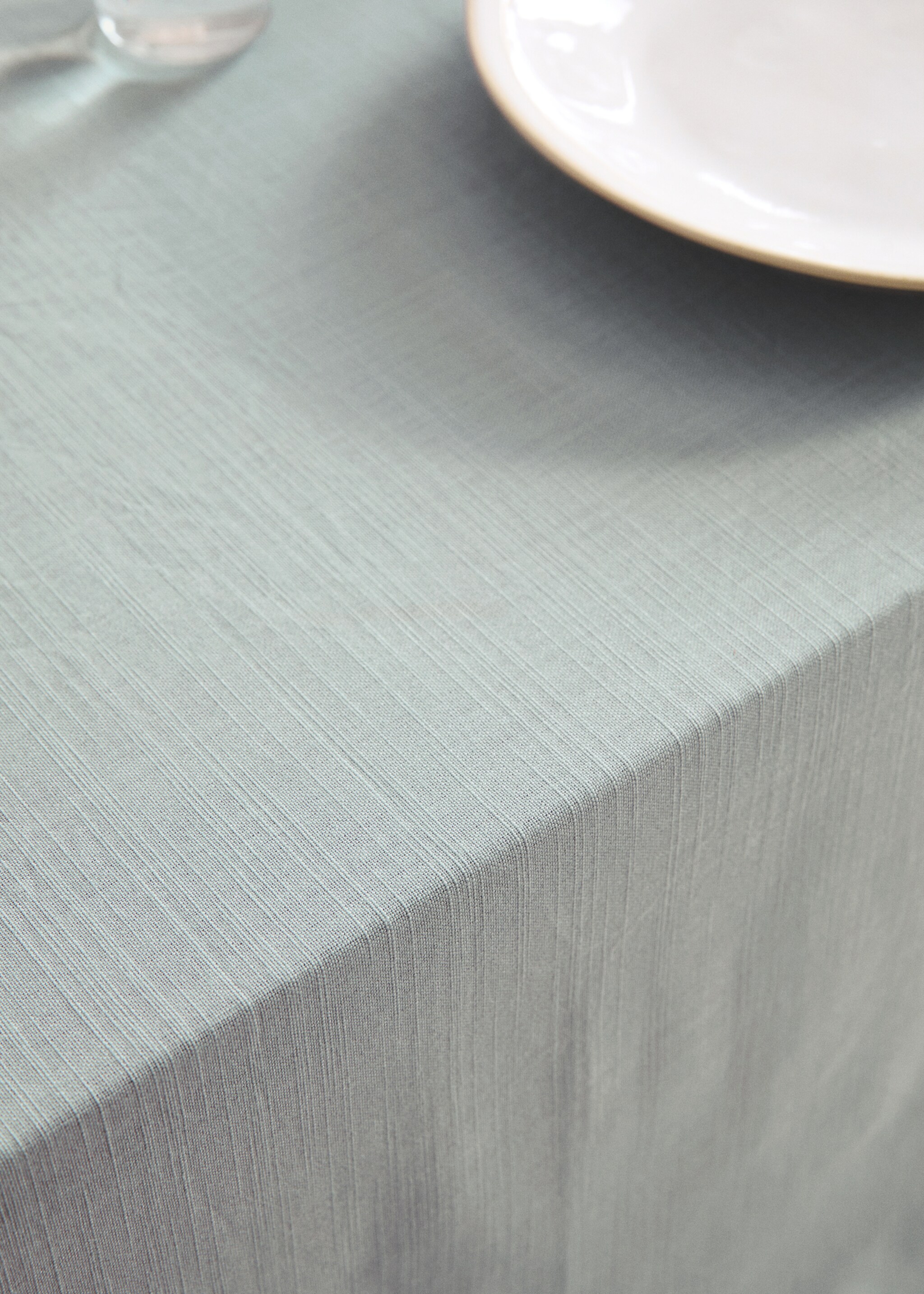 Embroidered hemstitch tablecloth for 2 to 4 diners - Details of the article 7, Aqua Green. Ref: 77023281-00.