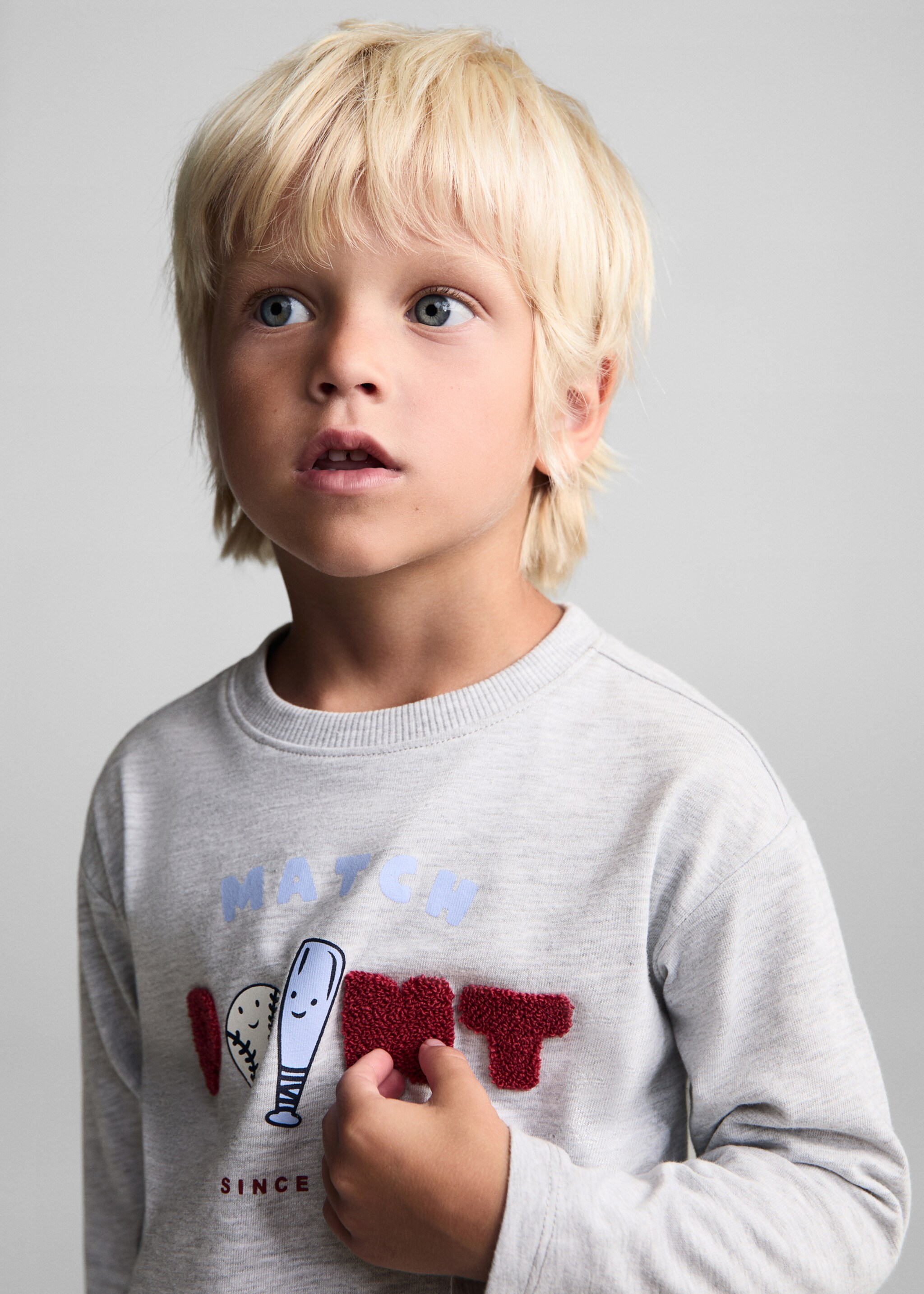 Langärmliges T-Shirt mit Reliefmuster - Detail des Artikels 1, Mittelgrau meliert. Ref: 77023290-00.