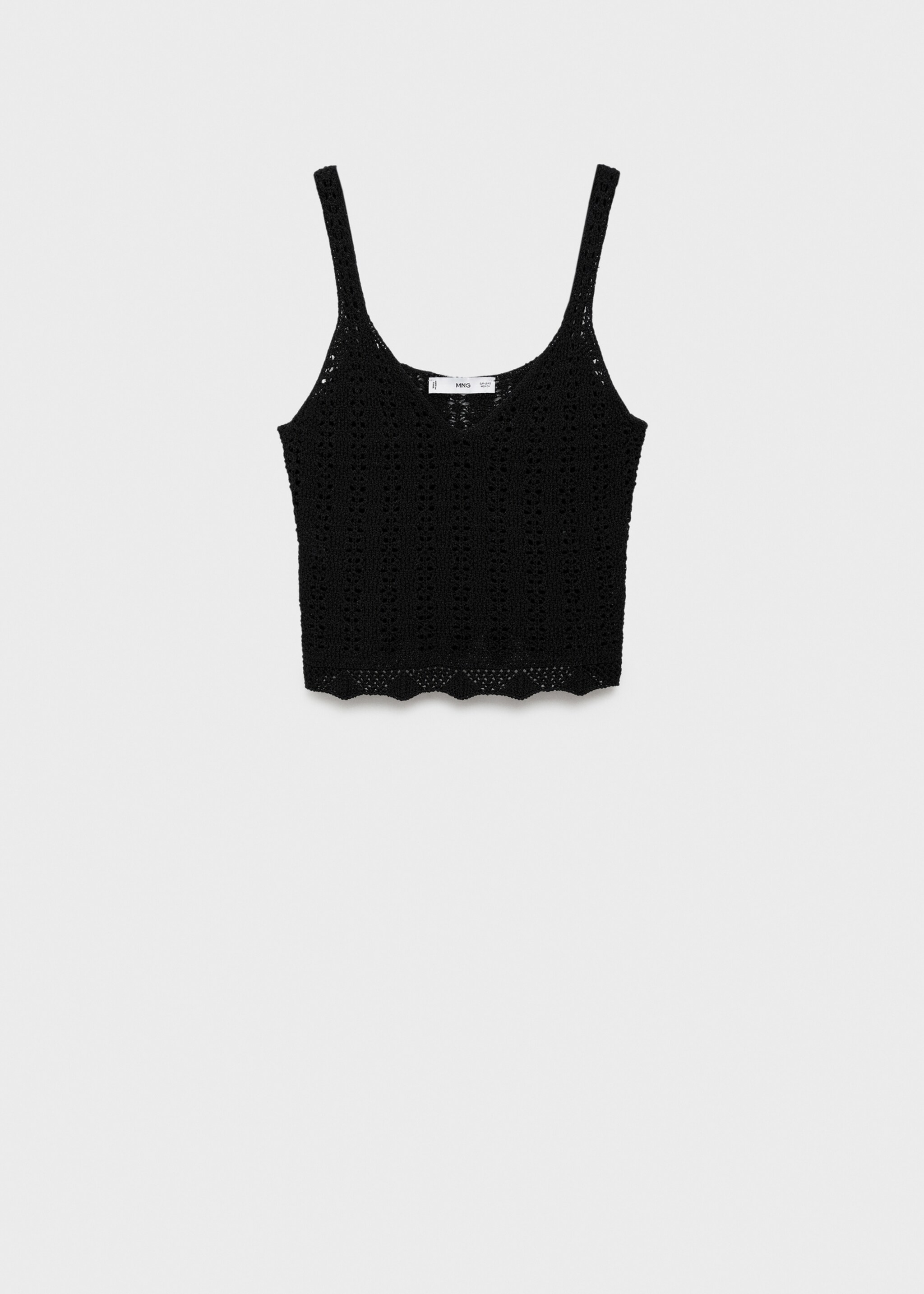 Knitted cropped top - Article without model, Black. Ref: 77024016-00.