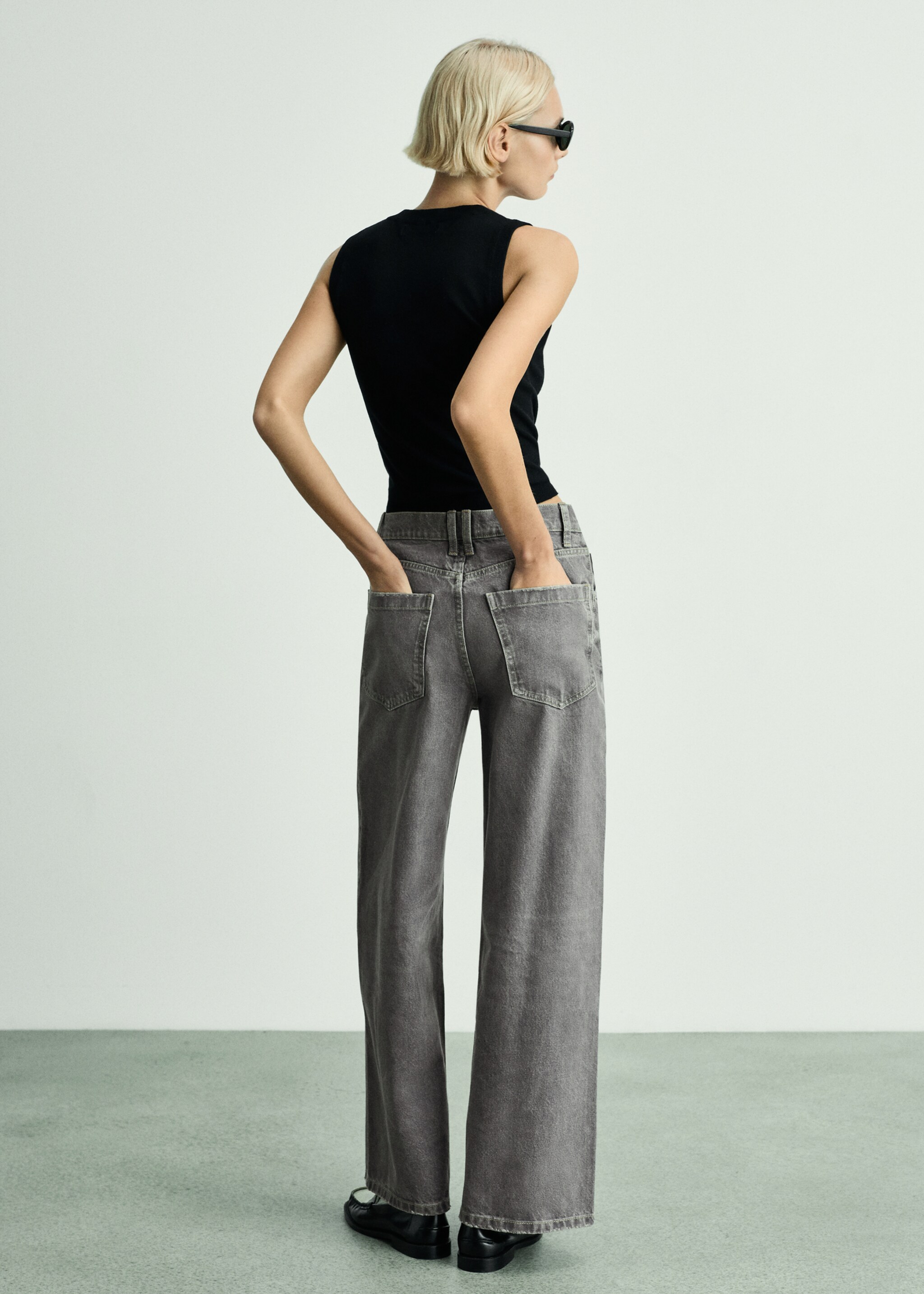 Jean wideleg loose taille normale - Verso de l’article, Gris denim. Ref: 77024017-00.