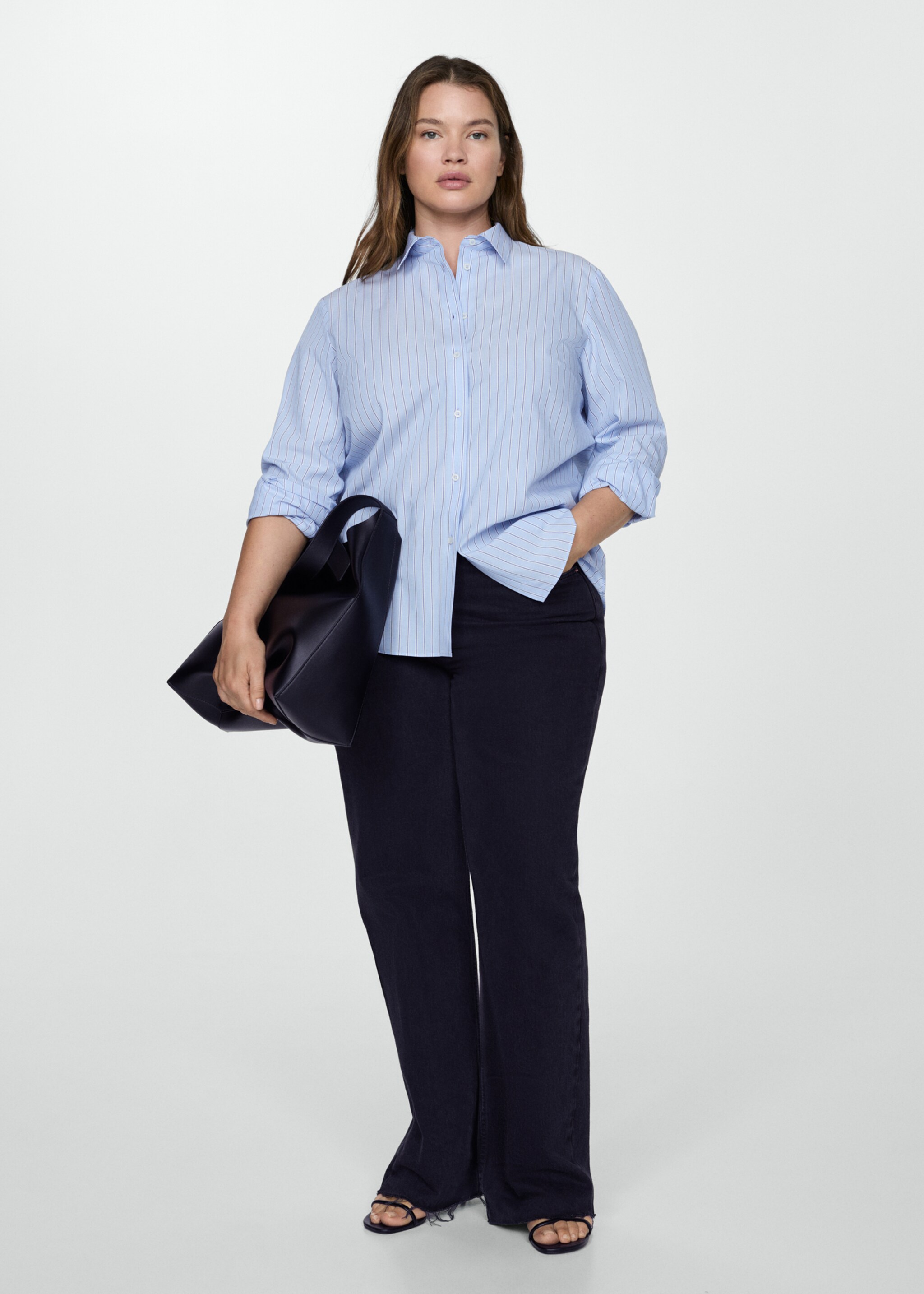 Chemise regular-fit coton et Lyocell mélangés - Détail de l'article 3, Bleu ciel. Ref: 77024019-00.