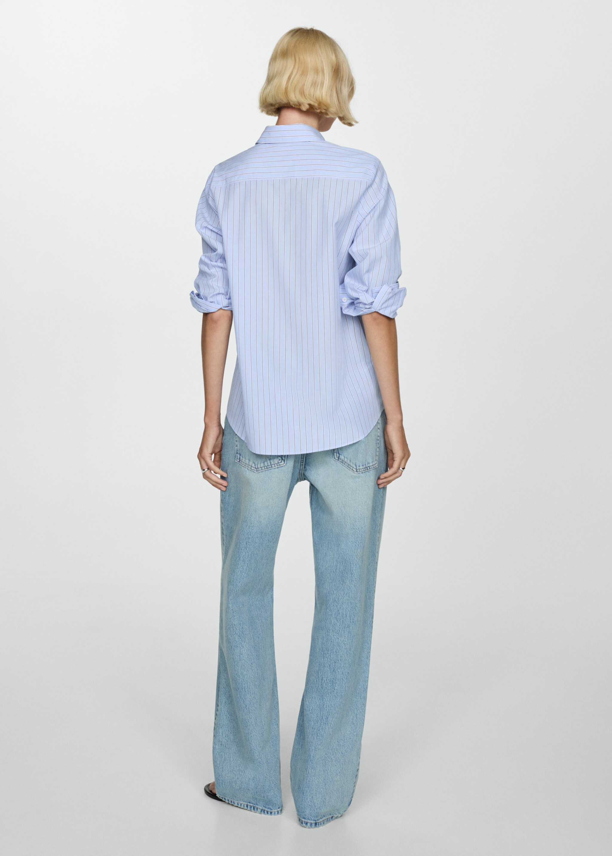 Chemise regular-fit coton et Lyocell mélangés - Verso de l’article, Bleu ciel. Ref: 77024019-00.