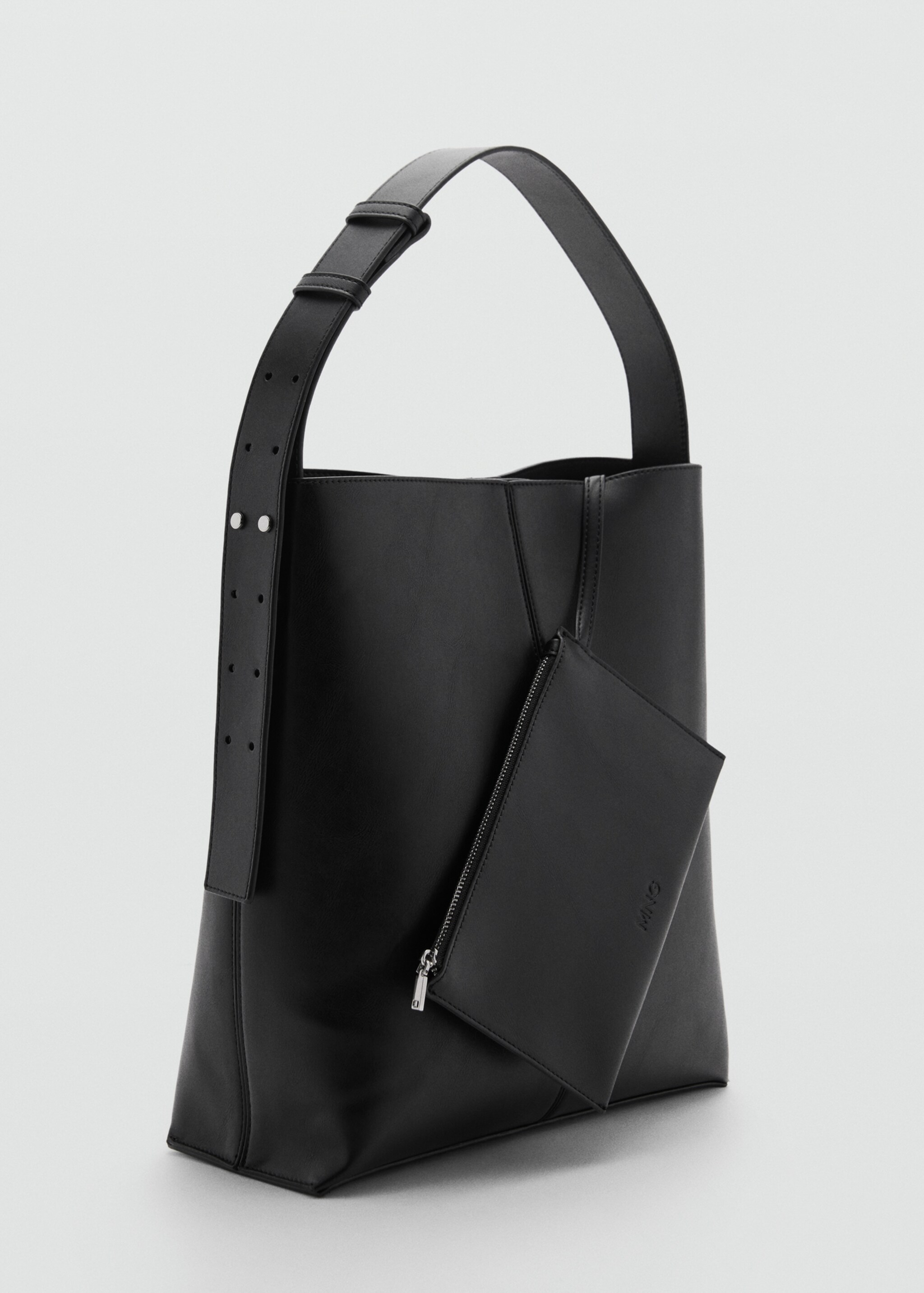 Short handle shopper bag - Medium plane, Black. Ref: 77024020-00.