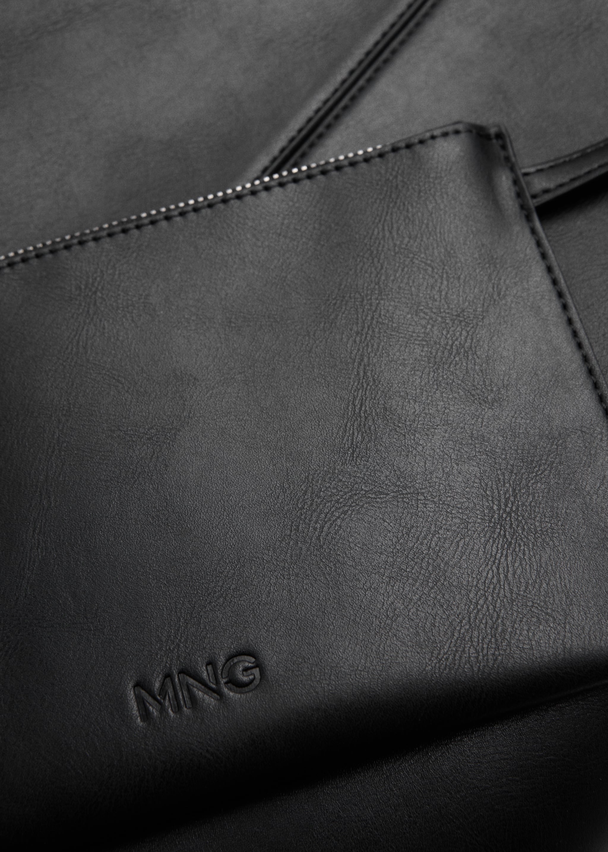 Short handle shopper bag - Details of the article 4, Black. Ref: 77024020-00.