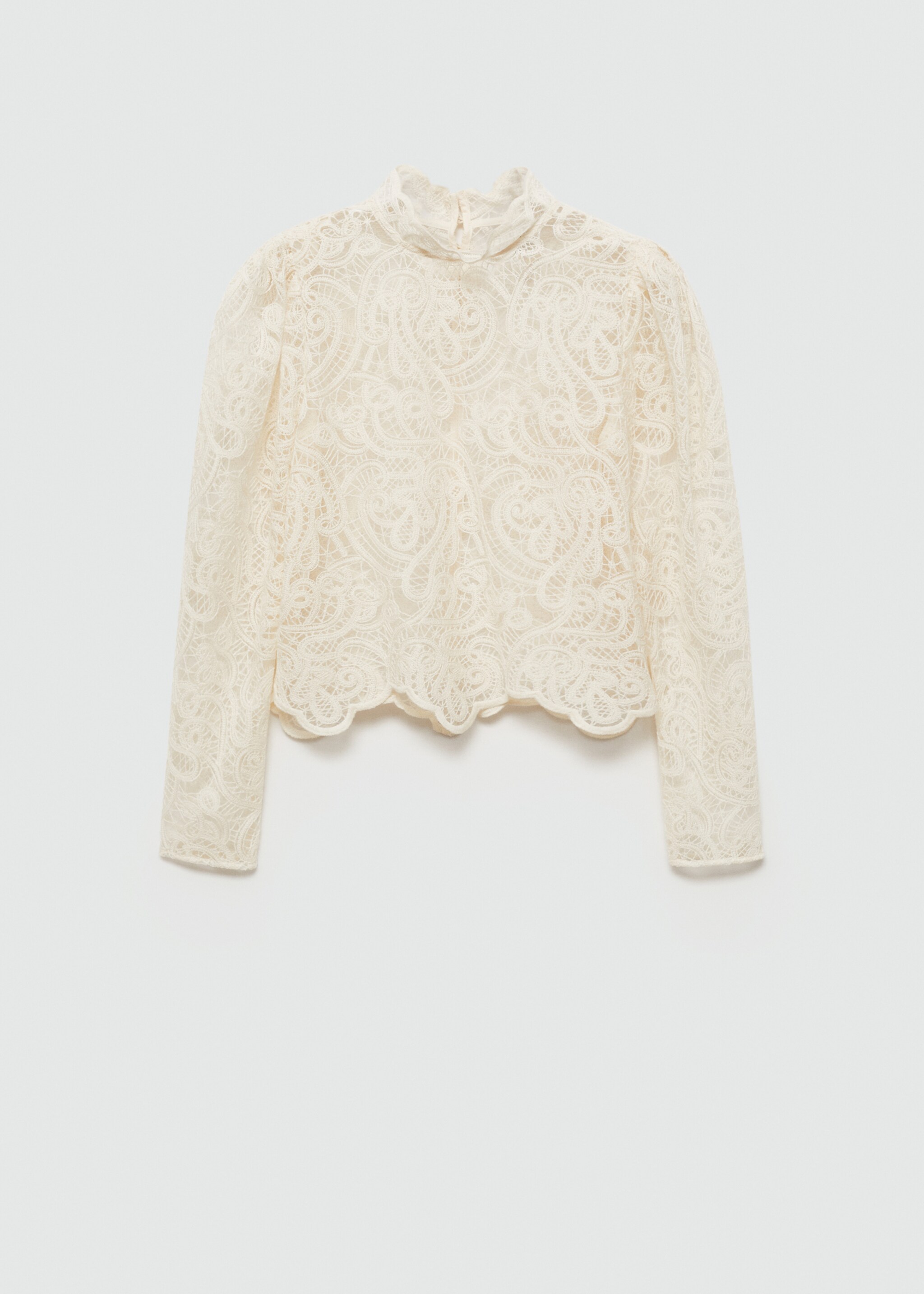 Blouse dentelle coton col montant - Article sans modèle