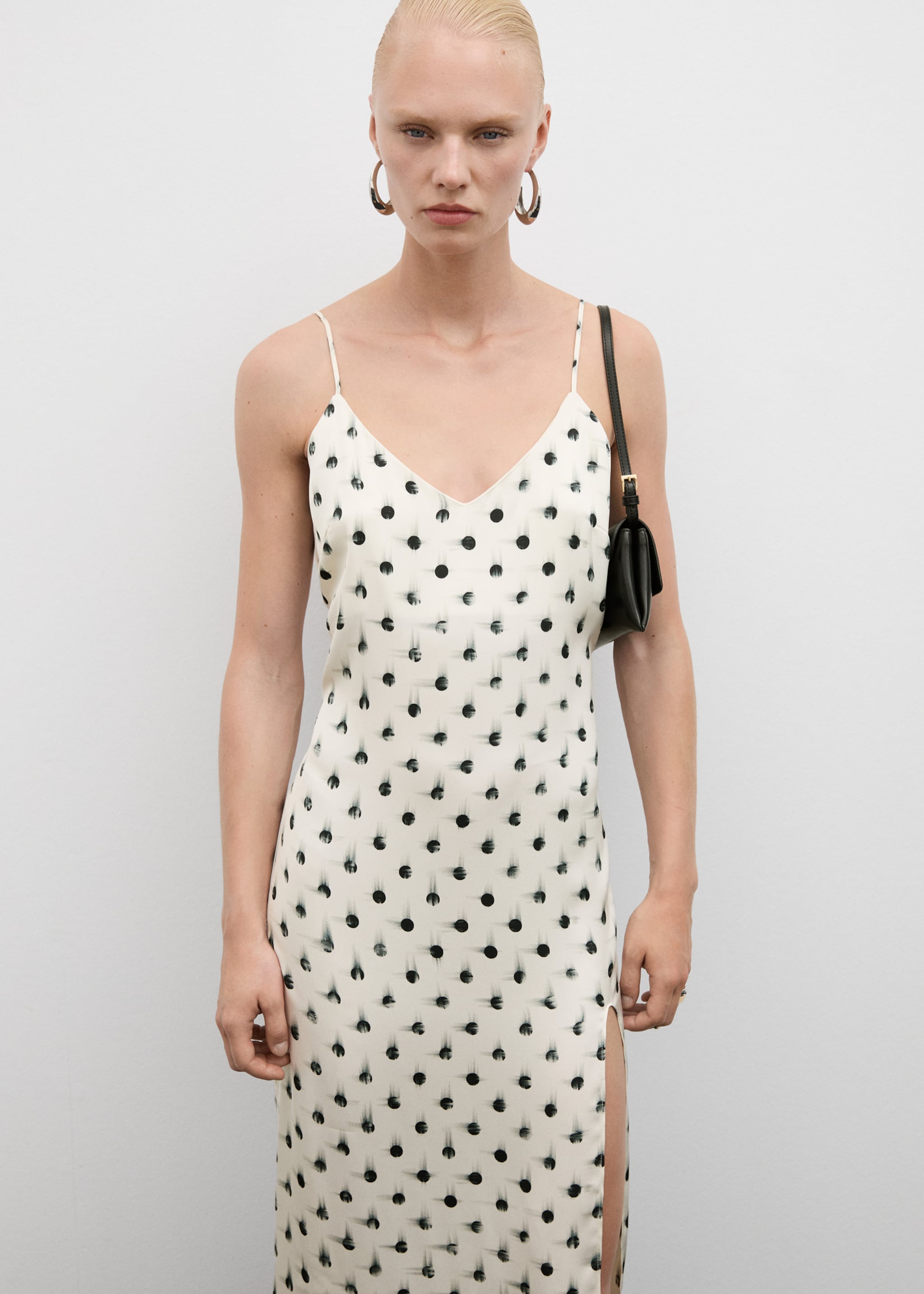 Printed cut-out detail dress - Medium plane, Ecru. Ref: 77024029-00.