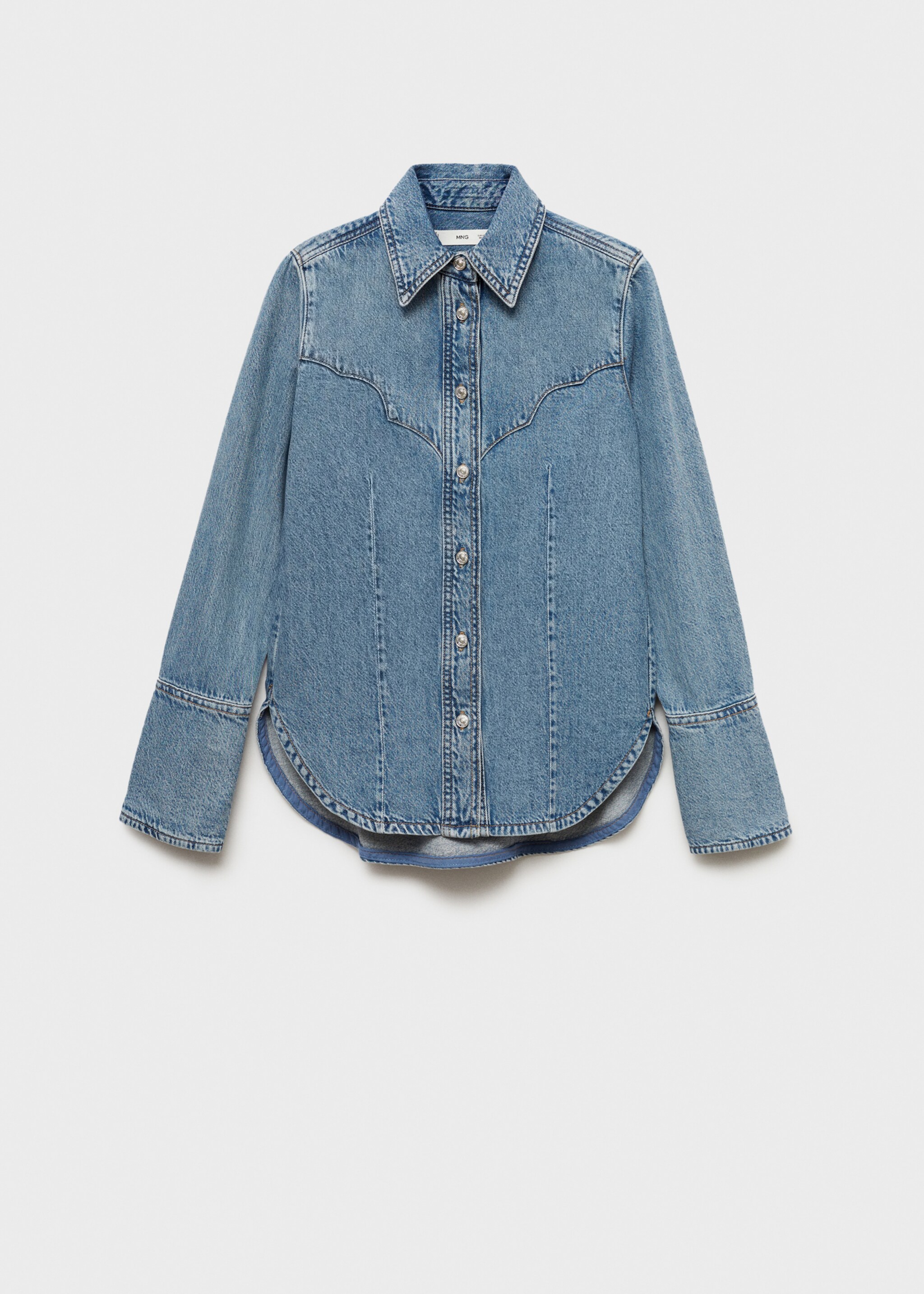Skjorte i denim med sømmer - Artikkel uten modell, Halvblå. Ref: 77024039-00.