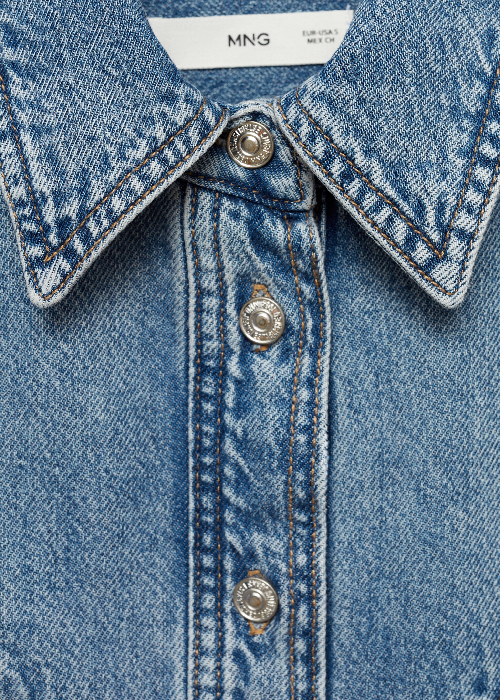 Skjorte i denim med sømmer - Artikkeldetalj 0, Halvblå. Ref: 77024039-00.
