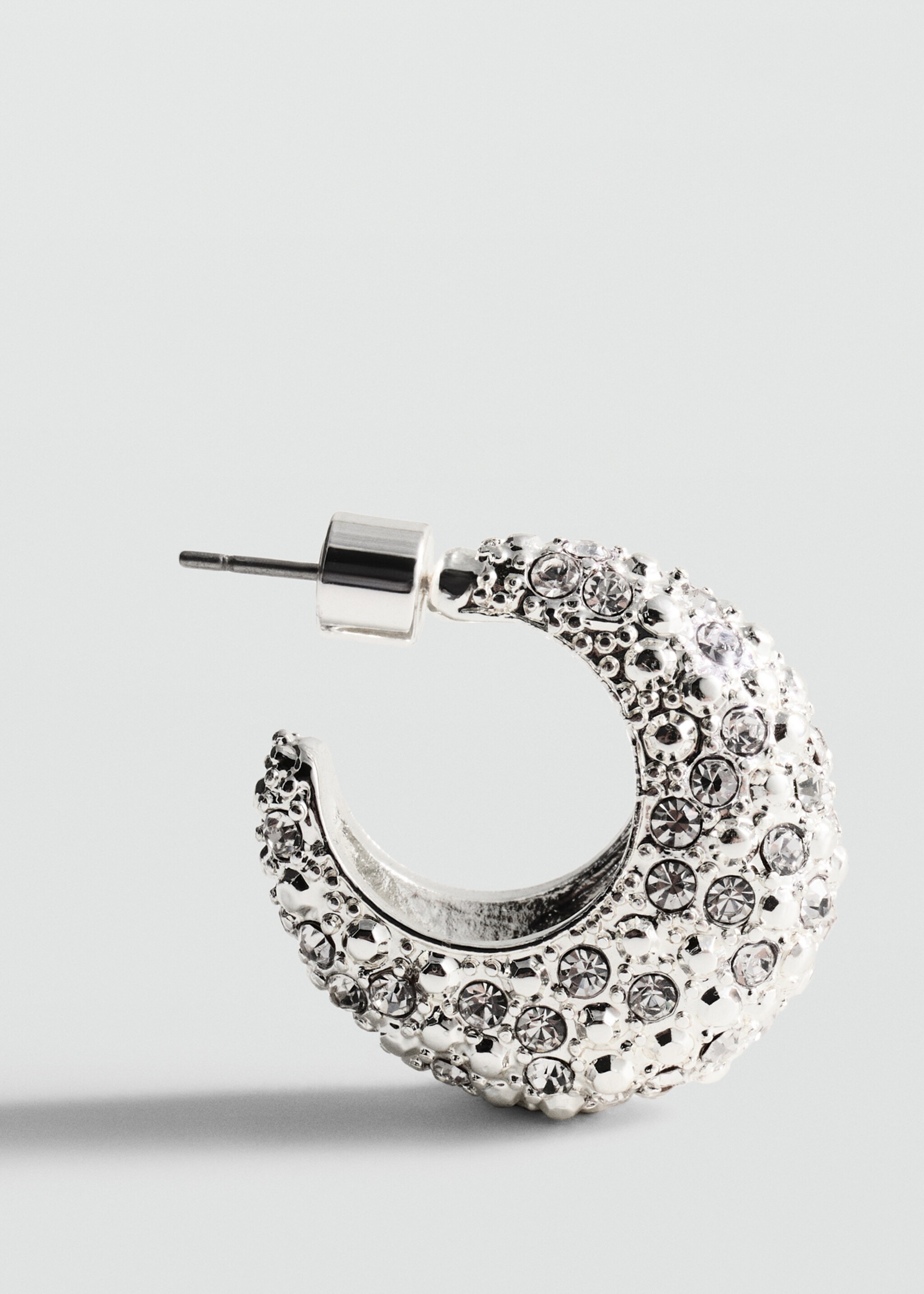 Rhinestone hoop earrings - Medium plane, Silver. Ref: 77024054-00.