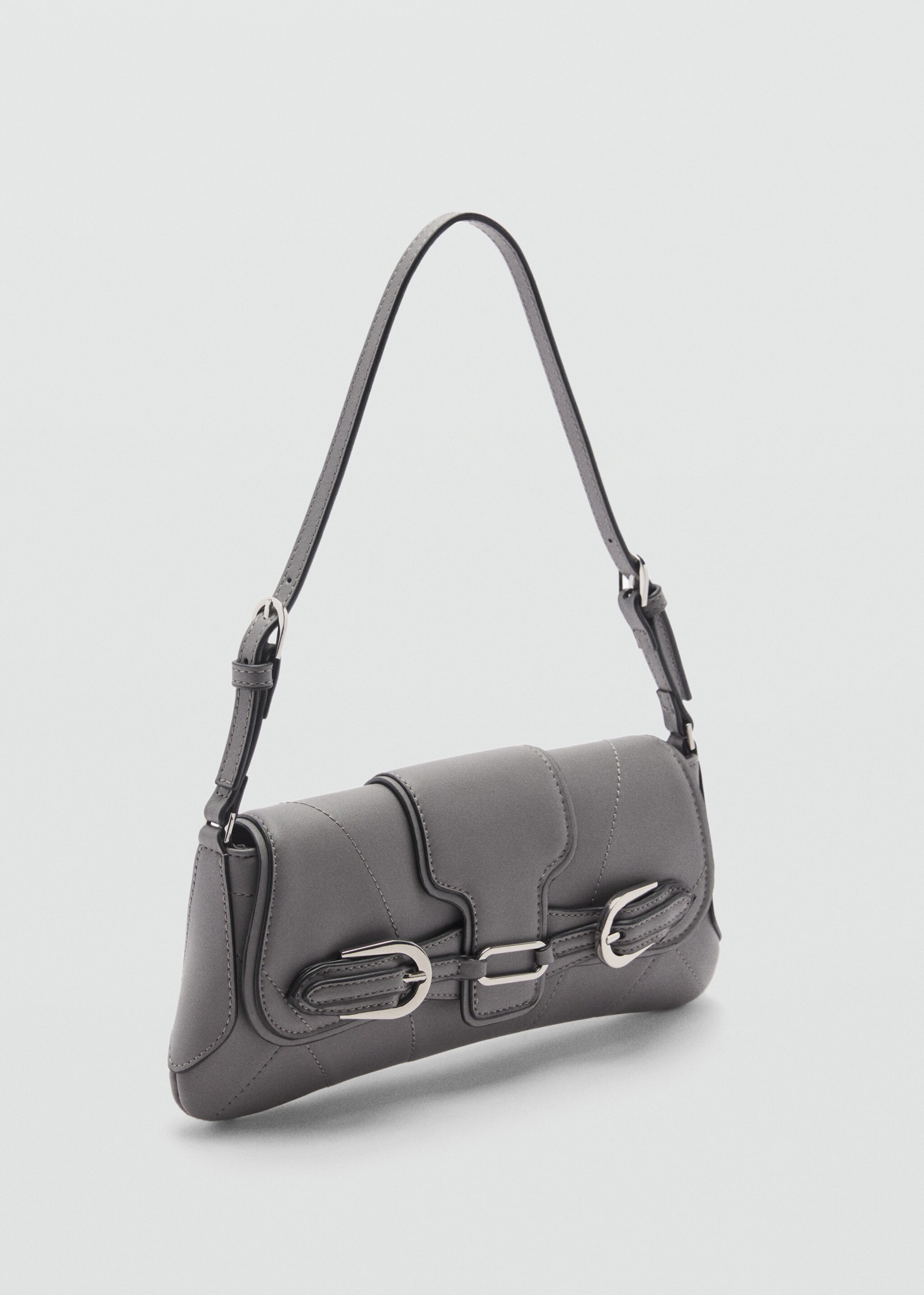 Shoulder bag with buckles detail - Medium plane, Grey. Ref: 77024058-00.