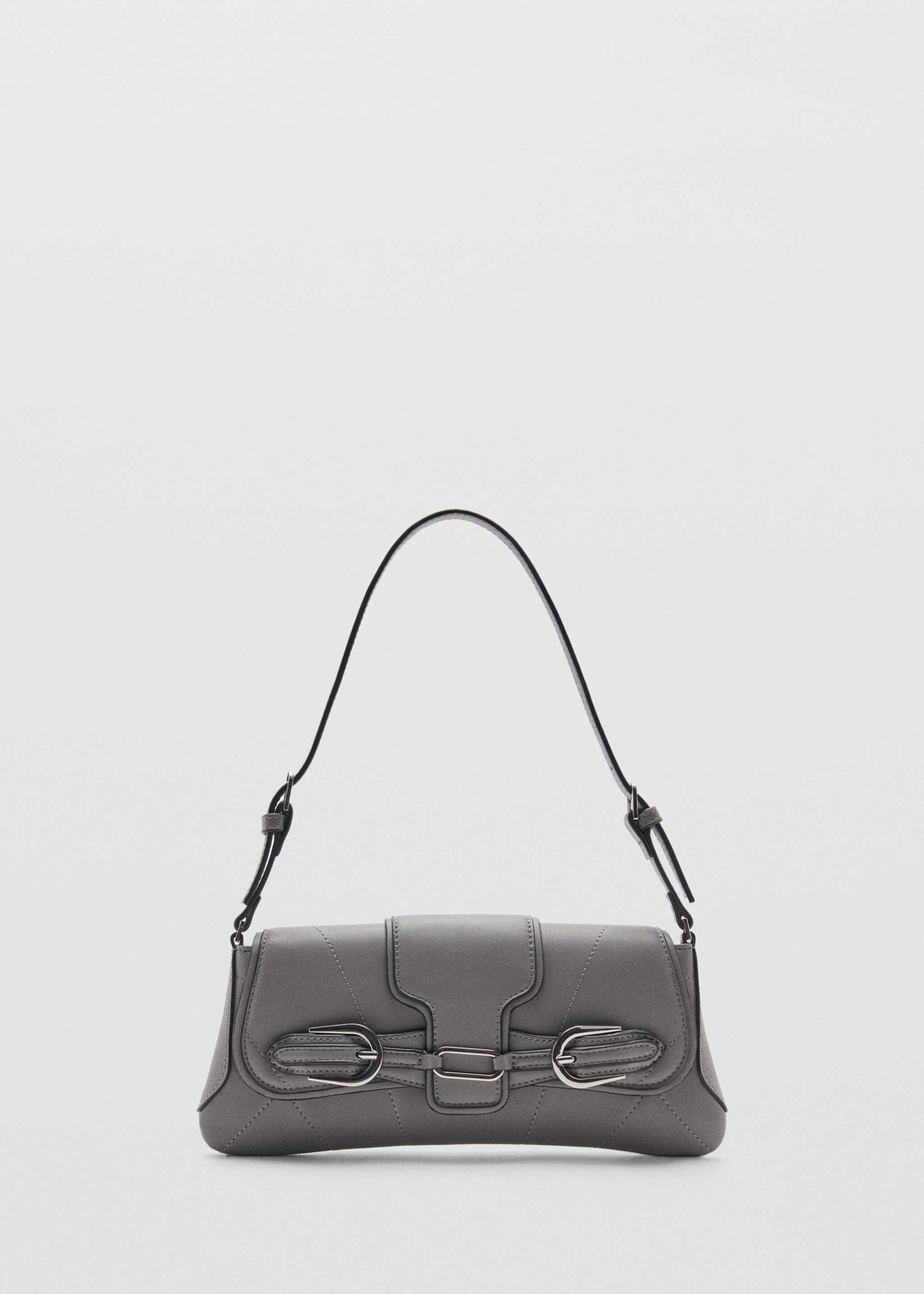 Shoulder bag with buckles detail - Article without model, Grey. Ref: 77024058-00.