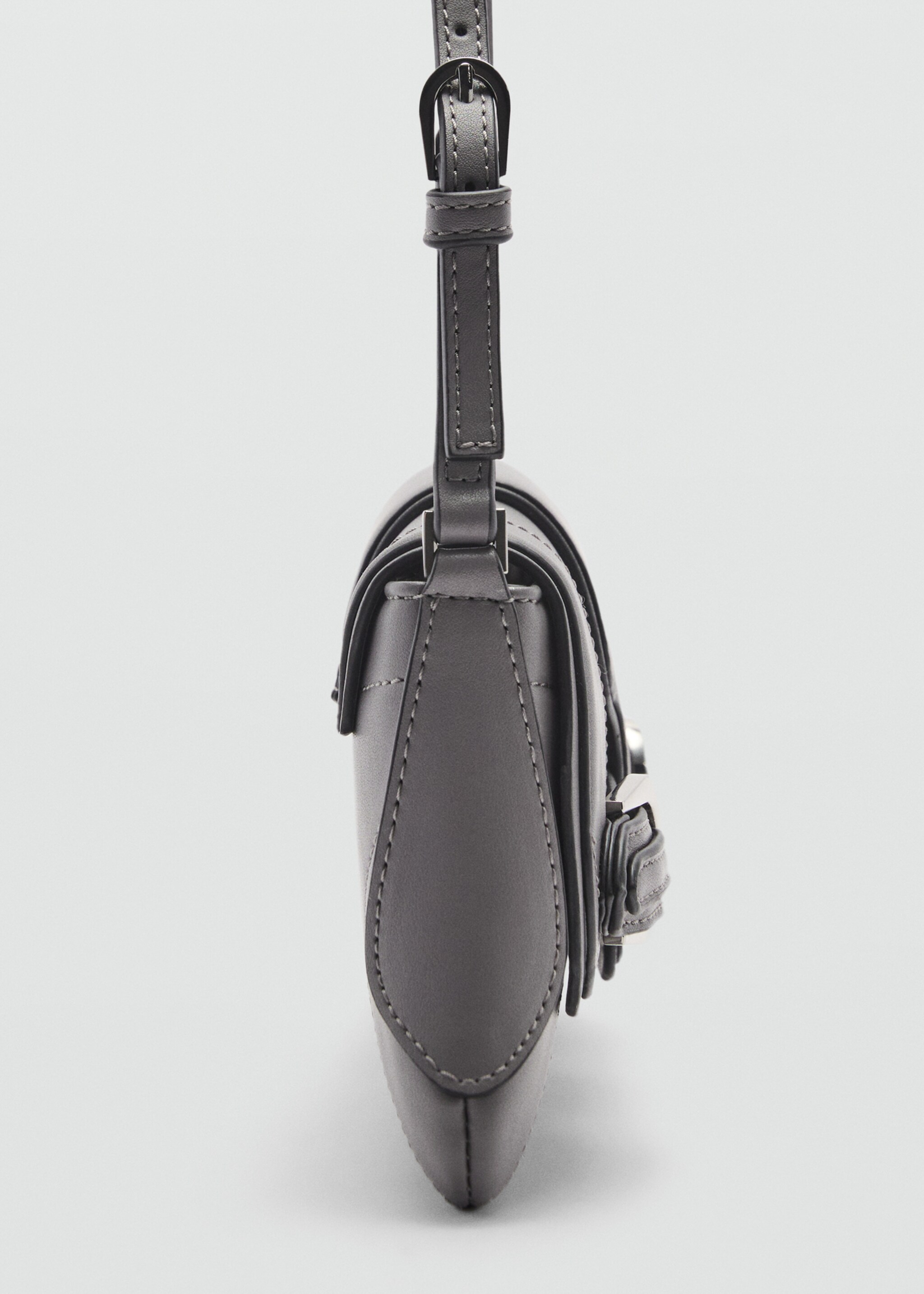 Shoulder bag with buckles detail - Details of the article 1, Grey. Ref: 77024058-00.