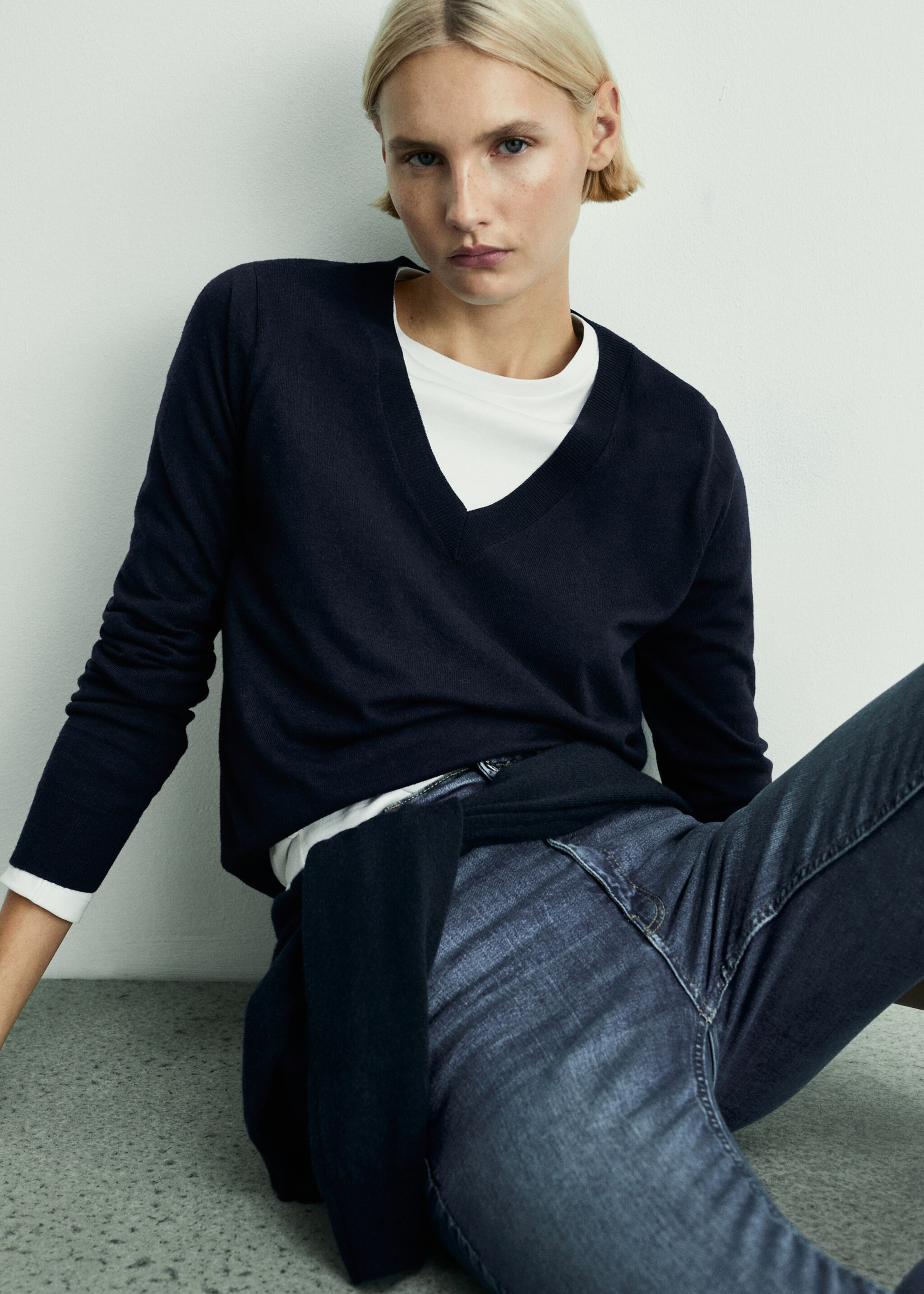 Jeans skinny vita alta - Dettaglio dell'articolo 1, Blu scuro. Ref: 77024061-00.