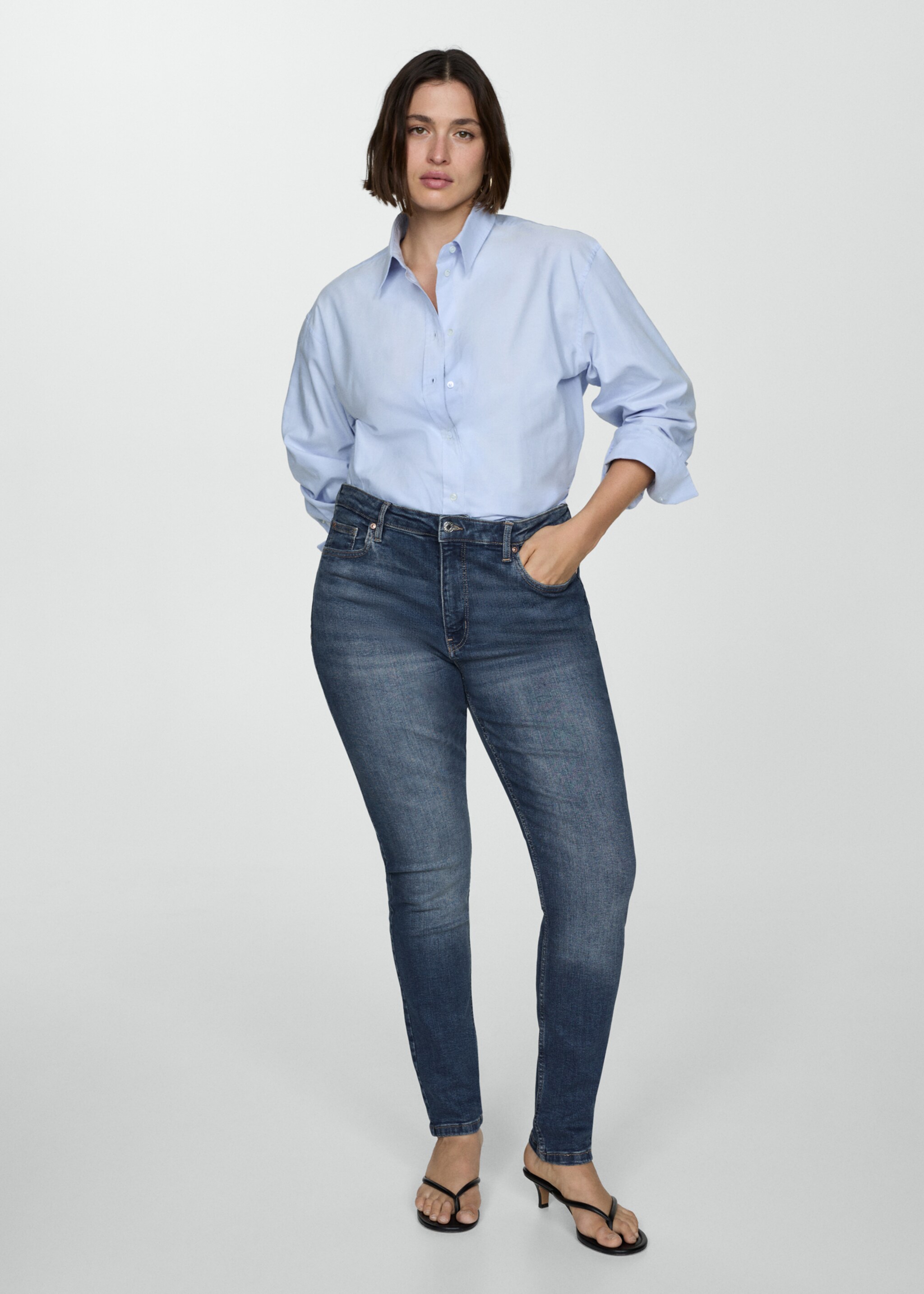 Jeans skinny vita alta - Dettaglio dell'articolo 3, Blu scuro. Ref: 77024061-00.