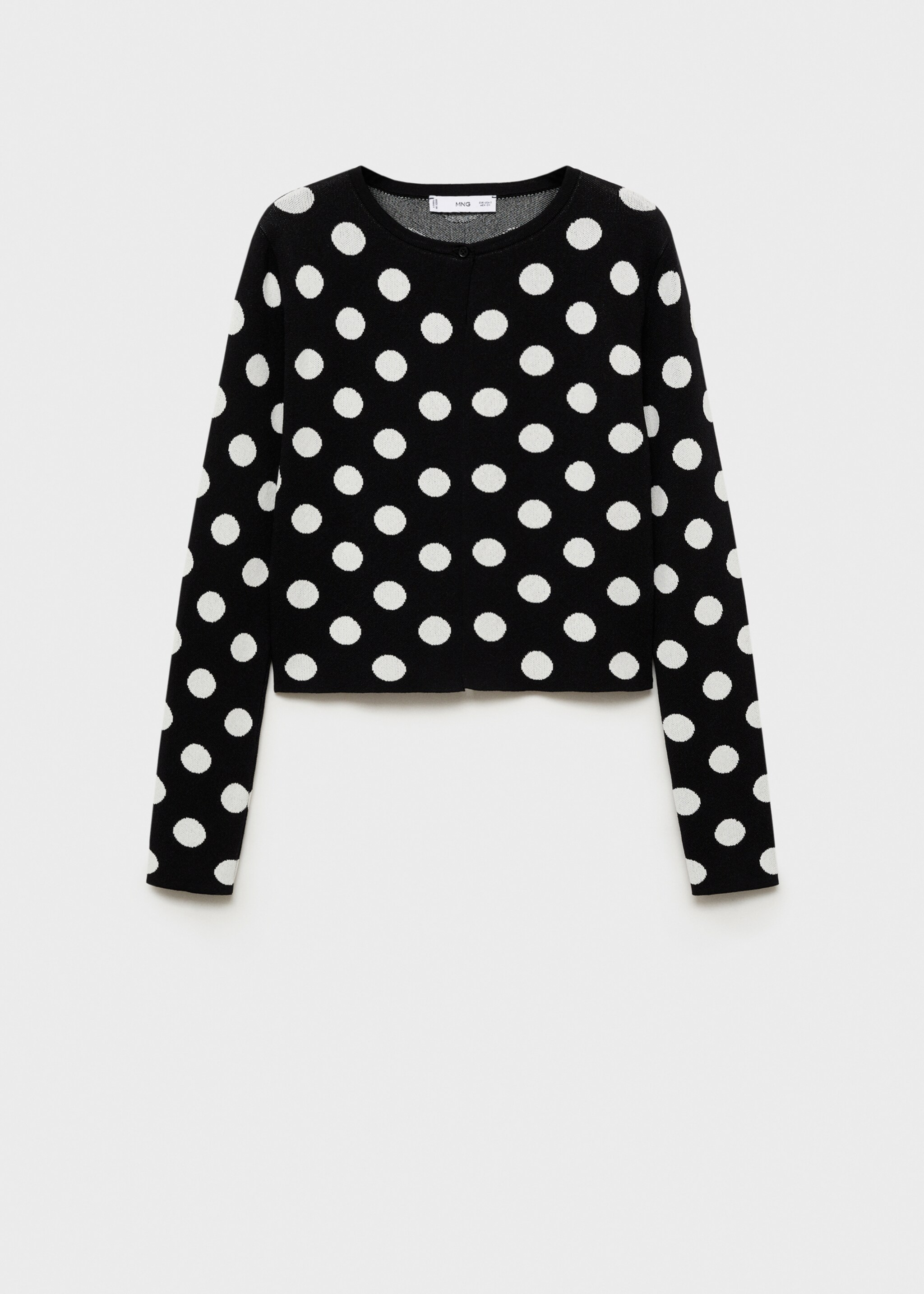 Polka-dot knitted cardigan - Article without model, Black. Ref: 77024063-00.