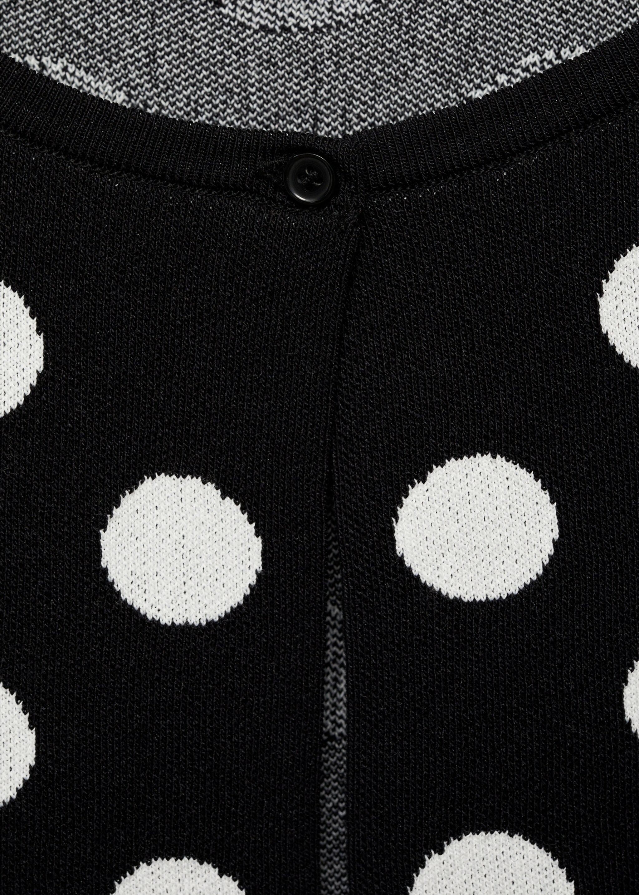 Polka-dot knitted cardigan - Details of the article 8, Black. Ref: 77024063-00.