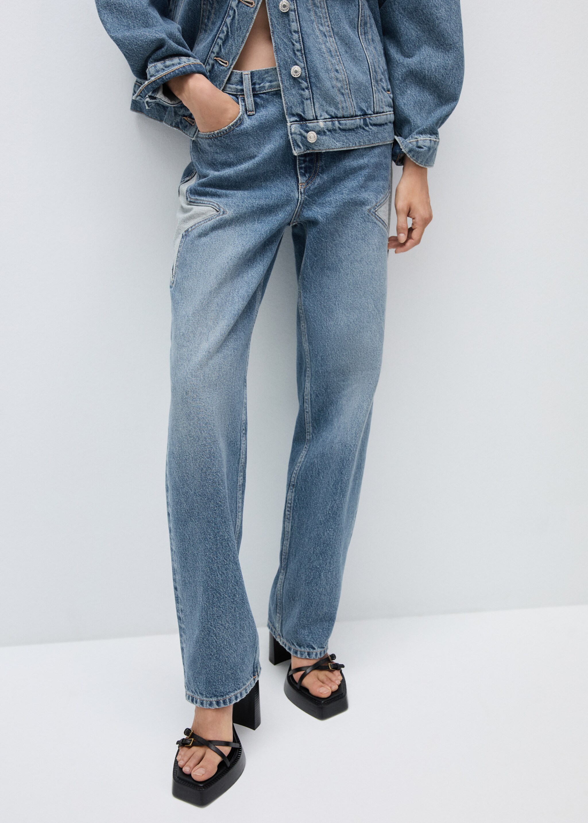 Straight-fit jeans with stars - Medium plane, Medium Blue. Ref: 77024067-00.