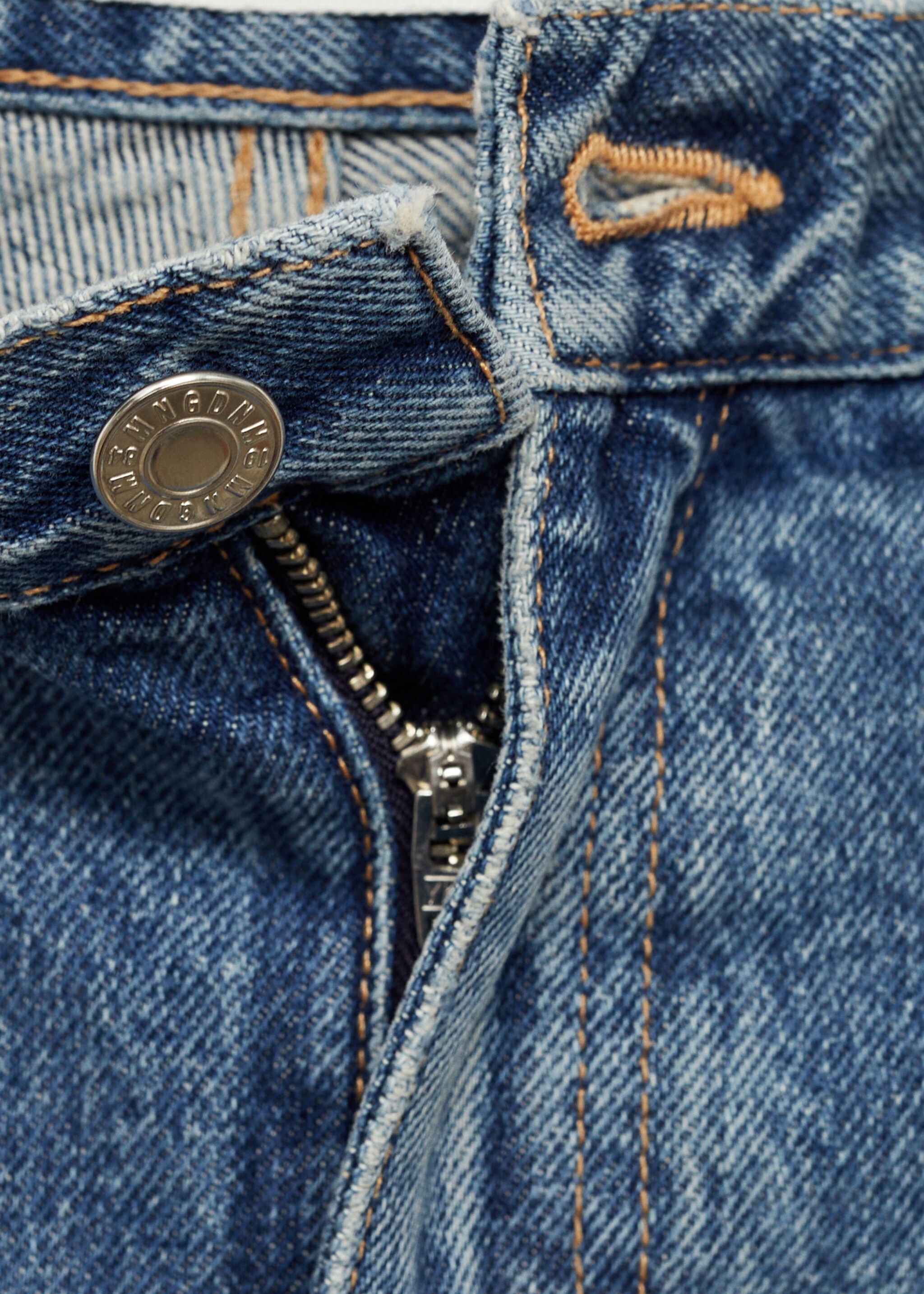 Straight-fit jeans with stars - Details of the article 8, Medium Blue. Ref: 77024067-00.
