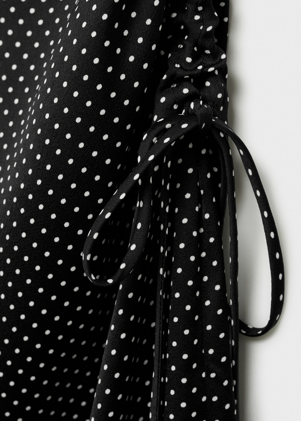 Polka-dot dress with side pleats - Women | MANGO OUTLET USA