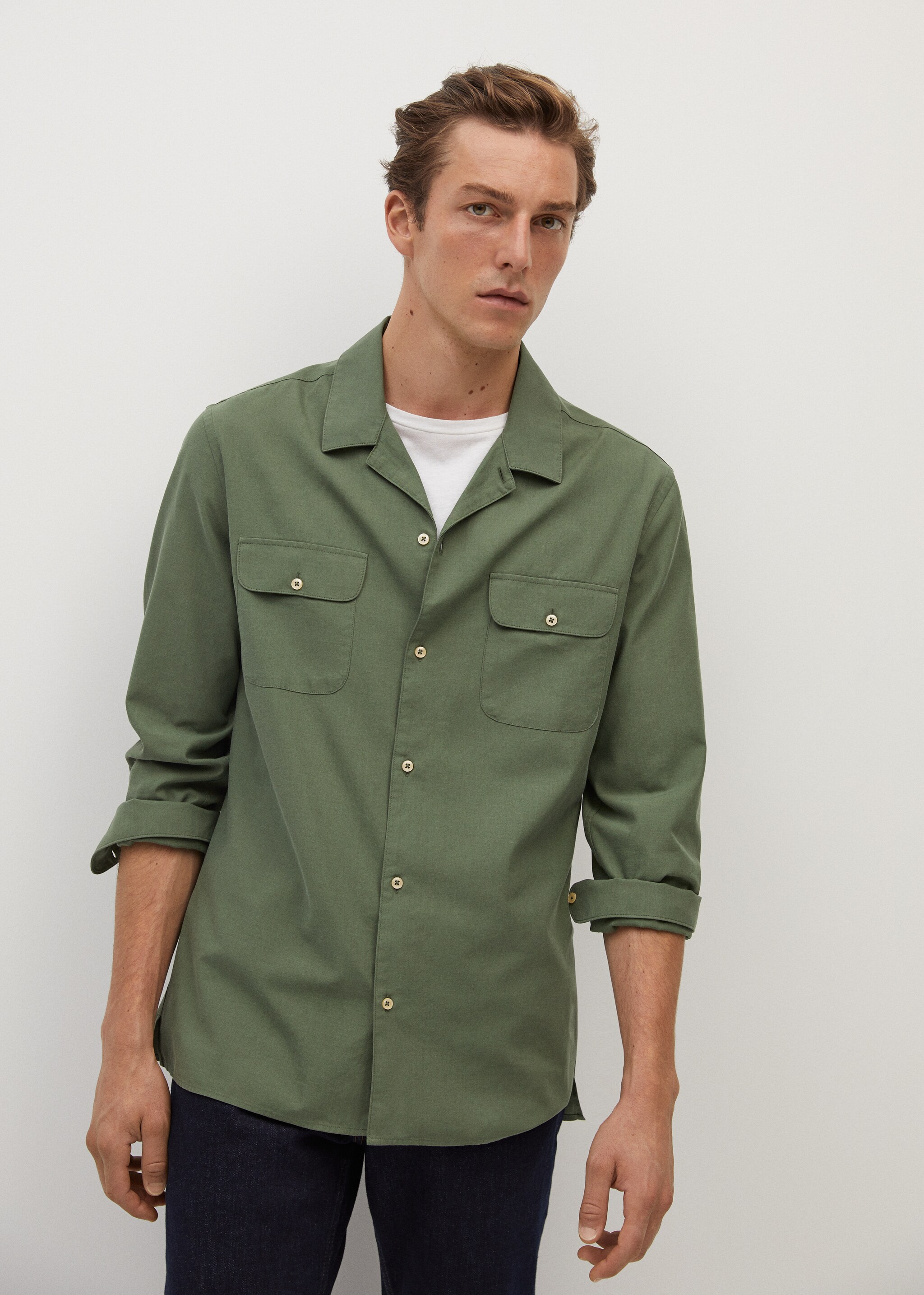 Camisa regular fit algodón lyocell - Plano medio