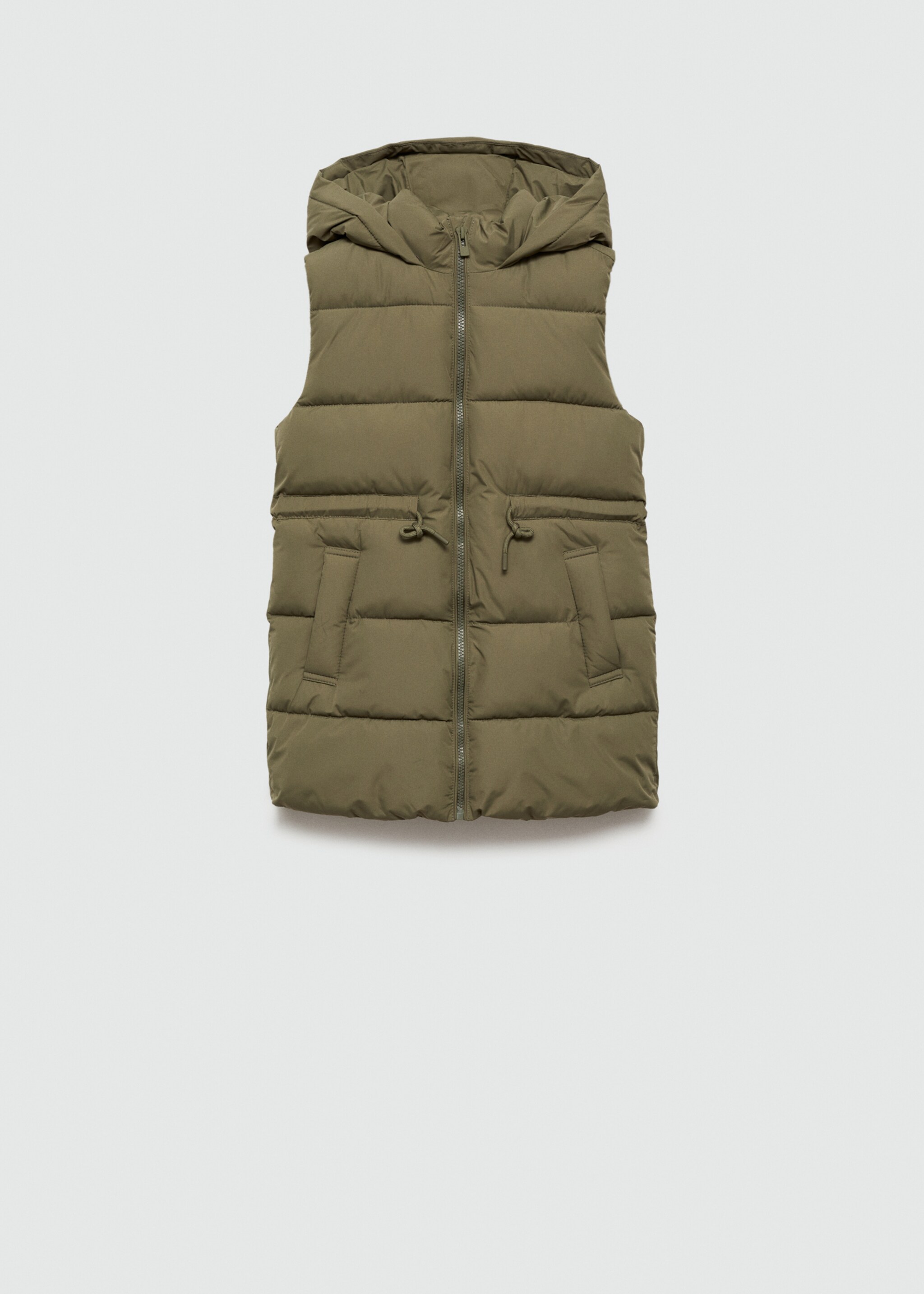 Gilet matelassé long - Article sans modèle, Kaki. Ref: 77024438-00.