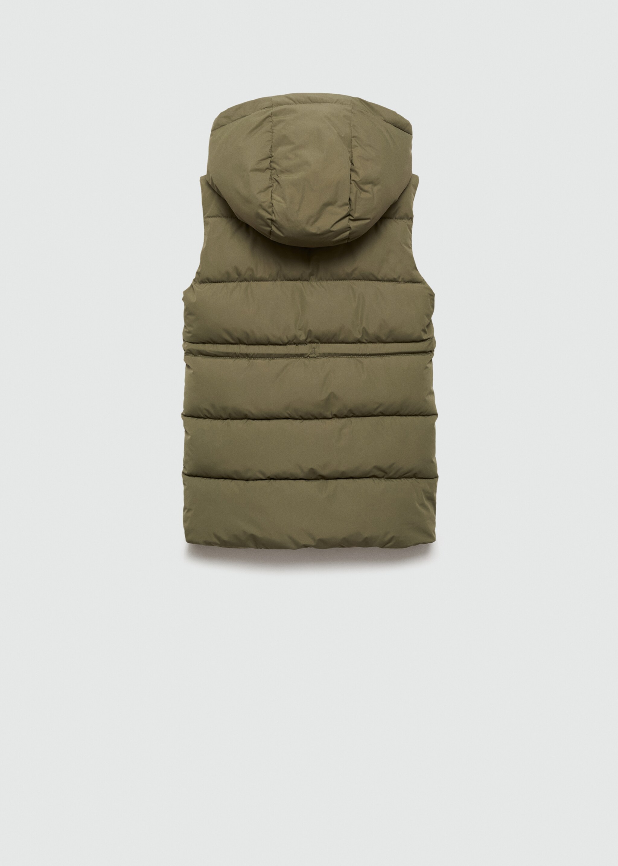 Gilet matelassé long - Verso de l’article, Kaki. Ref: 77024438-00.