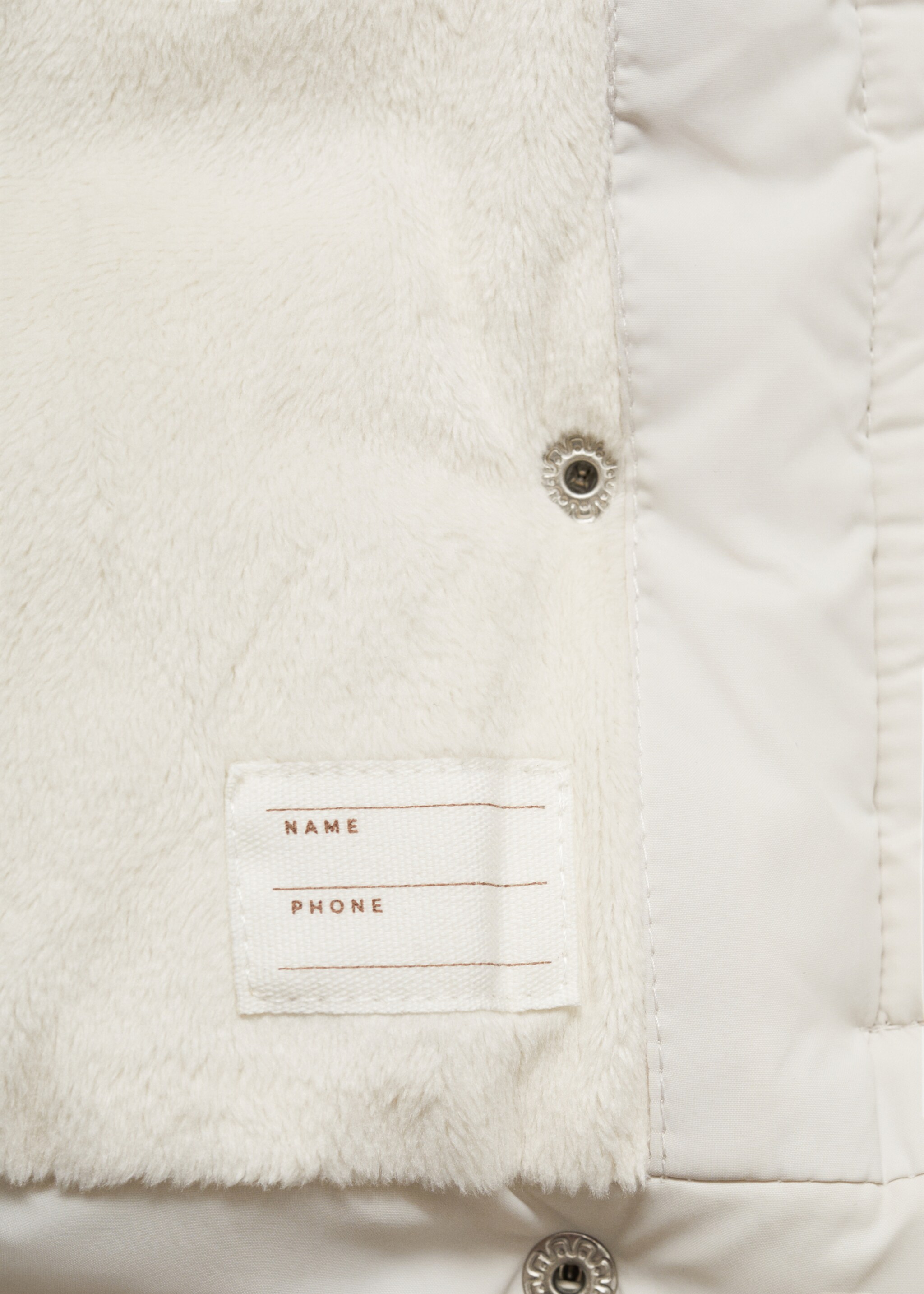 Padded anorak with fur-effect interior - Details of the article 0, Ecru. Ref: 77024439-00.