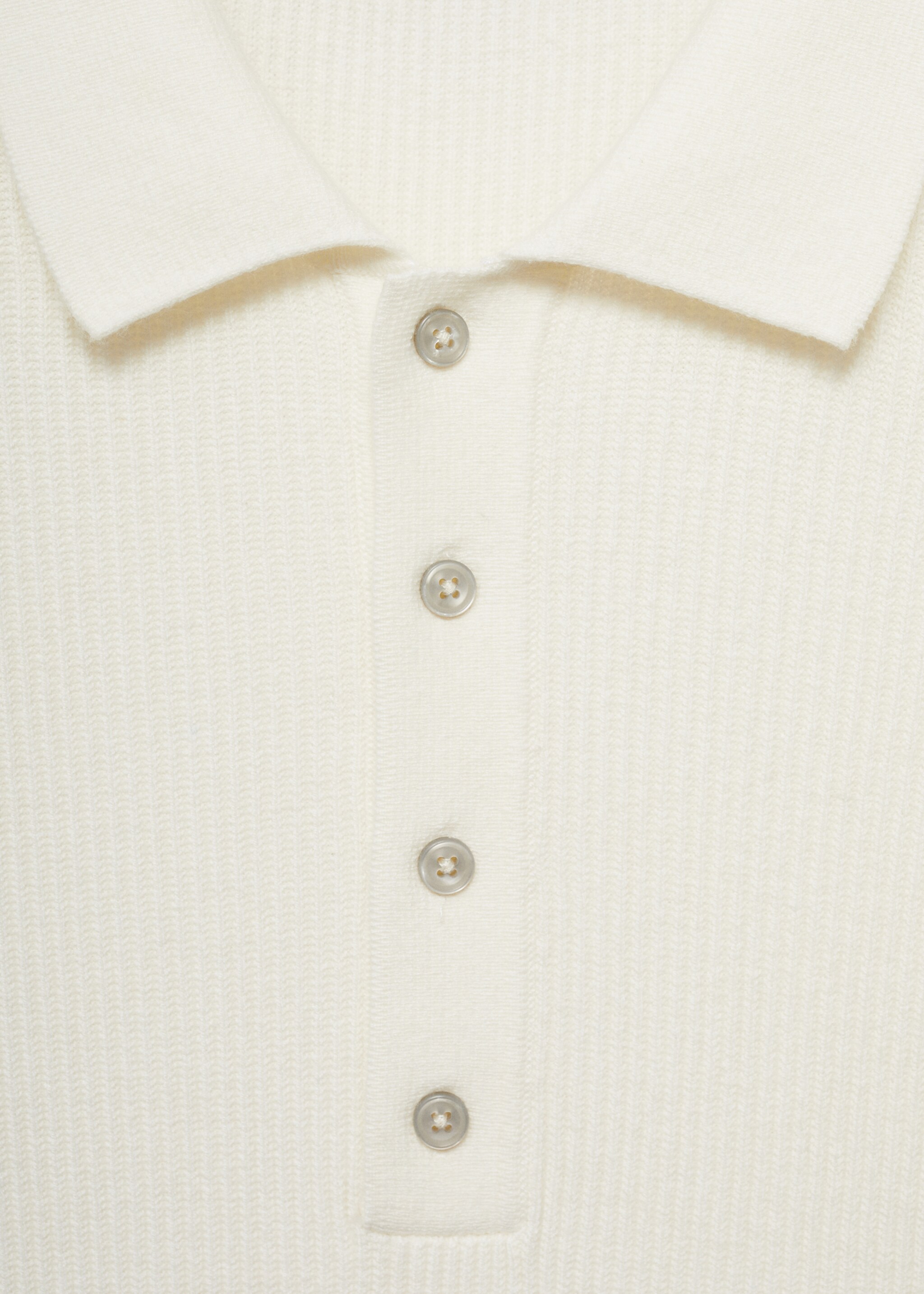 Pull-over polo coton mélangé maille côtelée - Détail de l'article 8, Blanc cassé. Ref: 77024445-00.