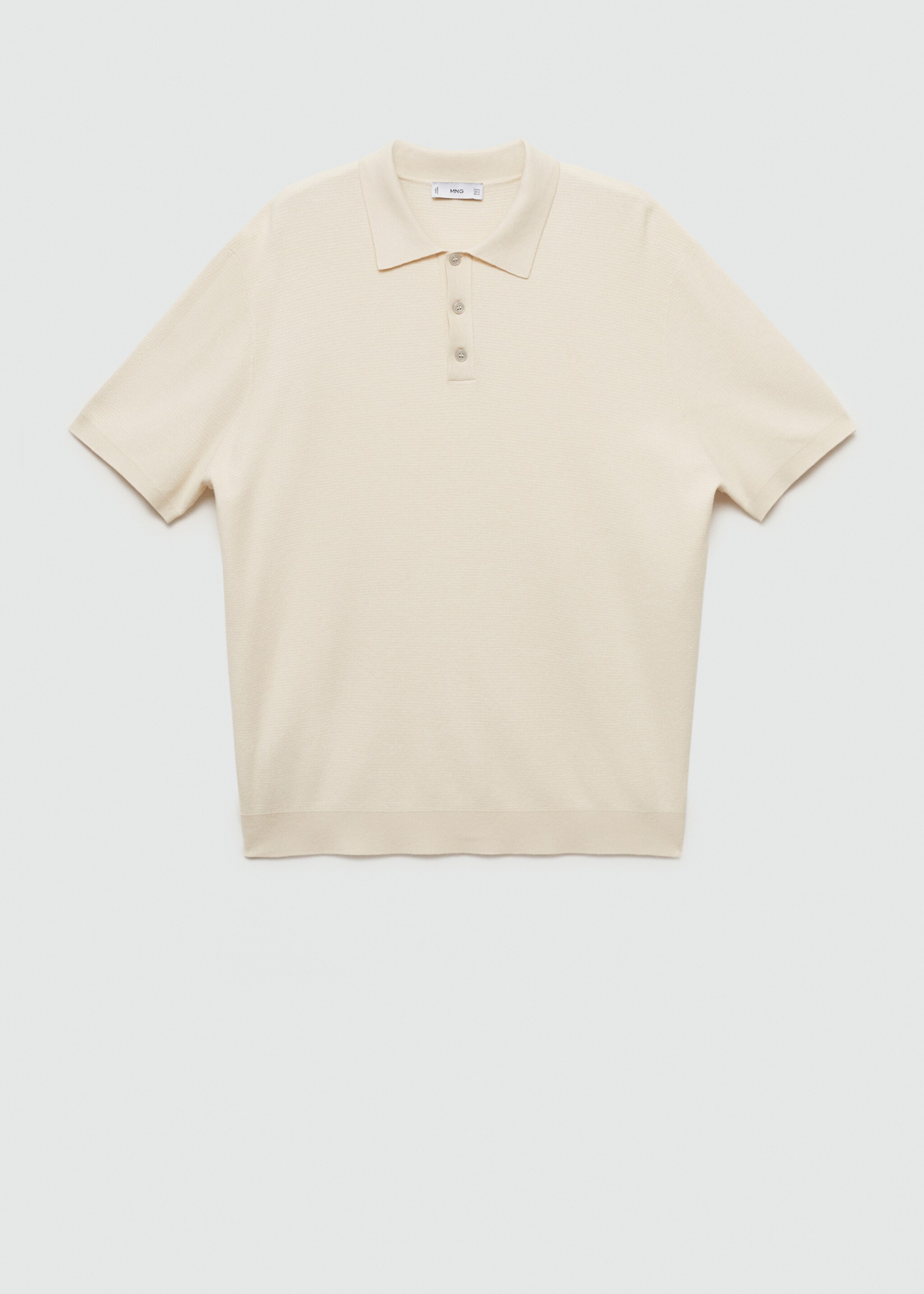 Strukturiertes Feinstrick-Poloshirt - Artikel ohne Model, Cremeweiß. Ref: 77024447-00.
