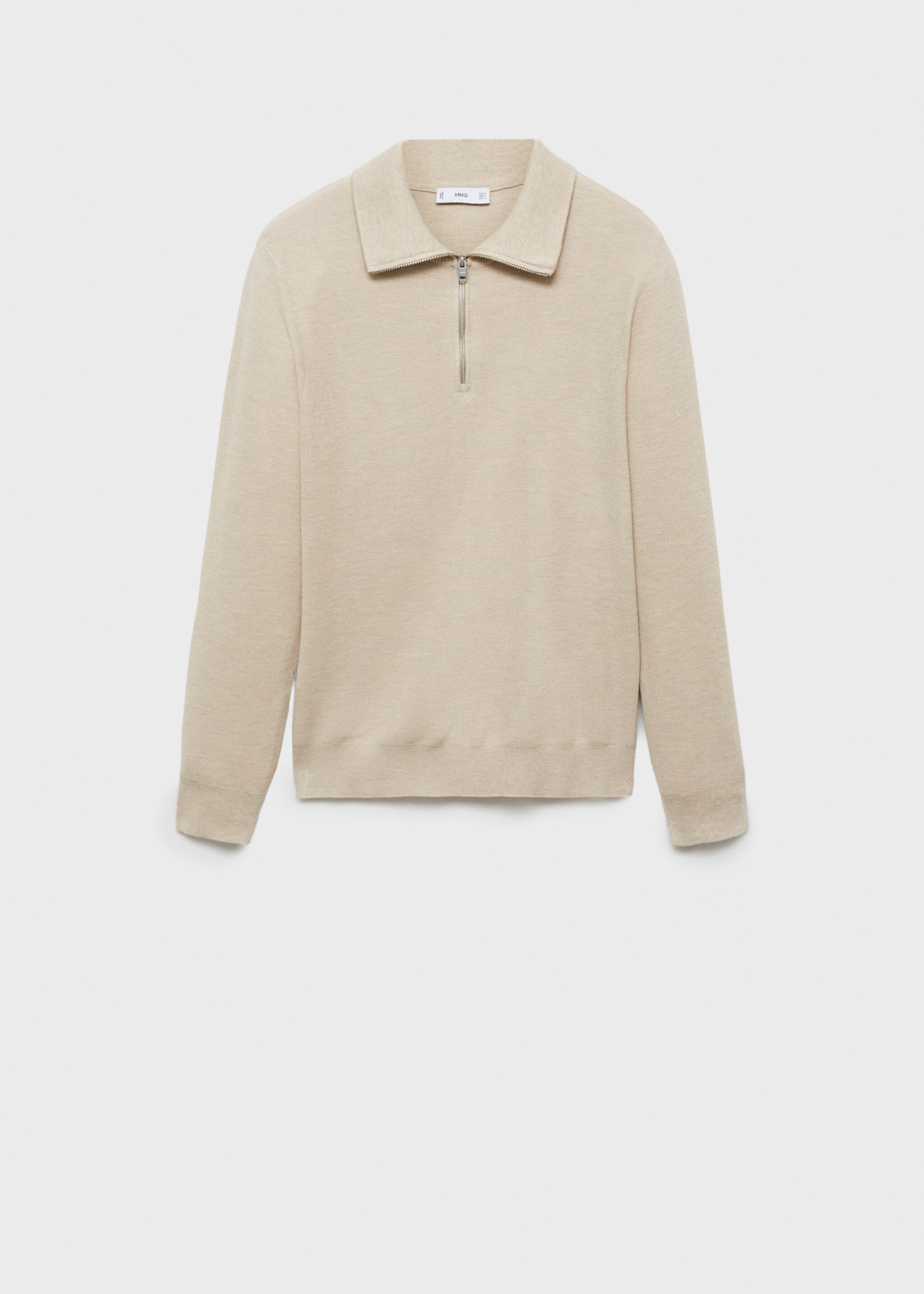 Sweater with polo-neck structure and zip - Article without model, Sand. Ref: 77024448-00.