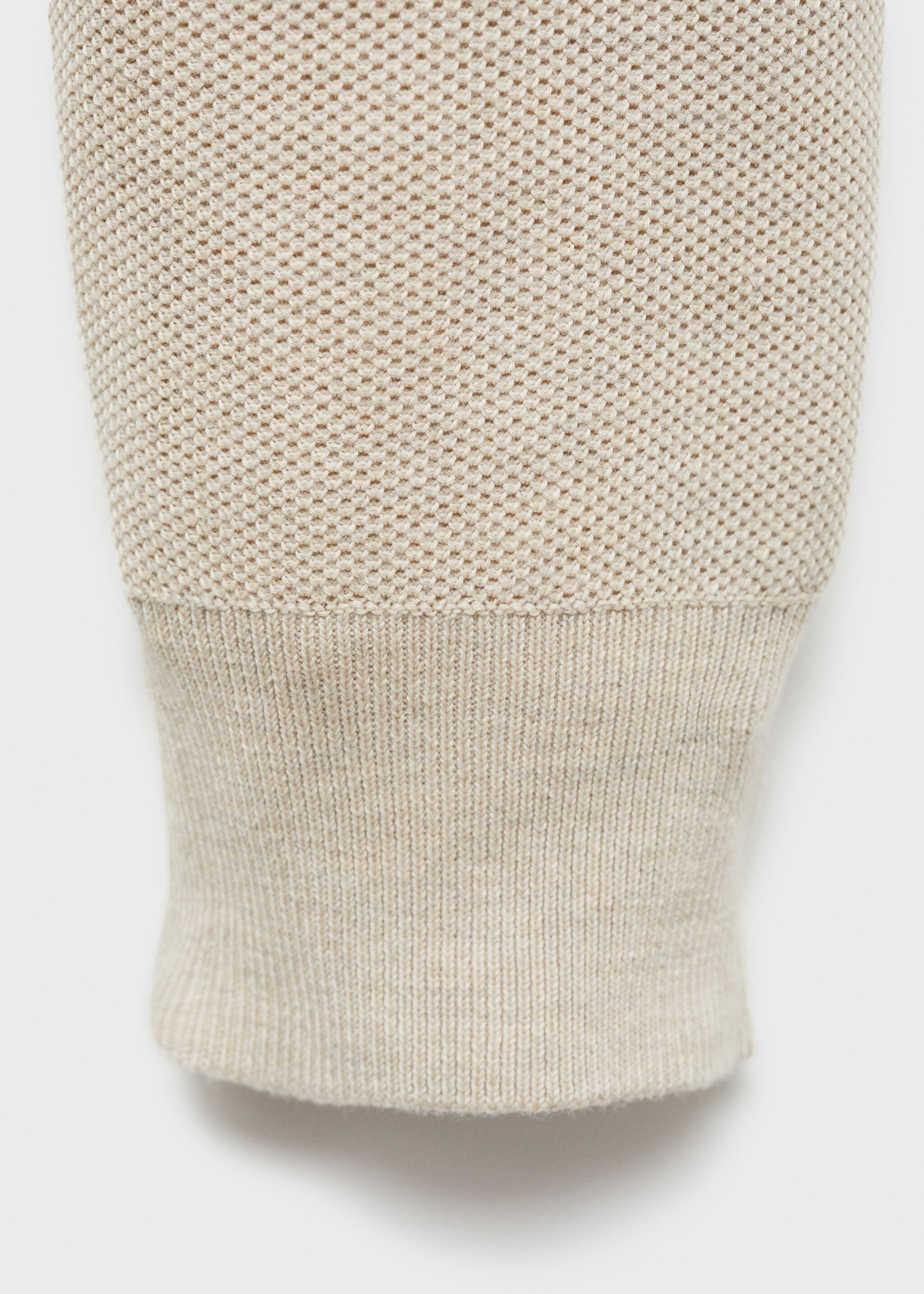 Sweater with polo-neck structure and zip - Details of the article 0, Sand. Ref: 77024448-00.