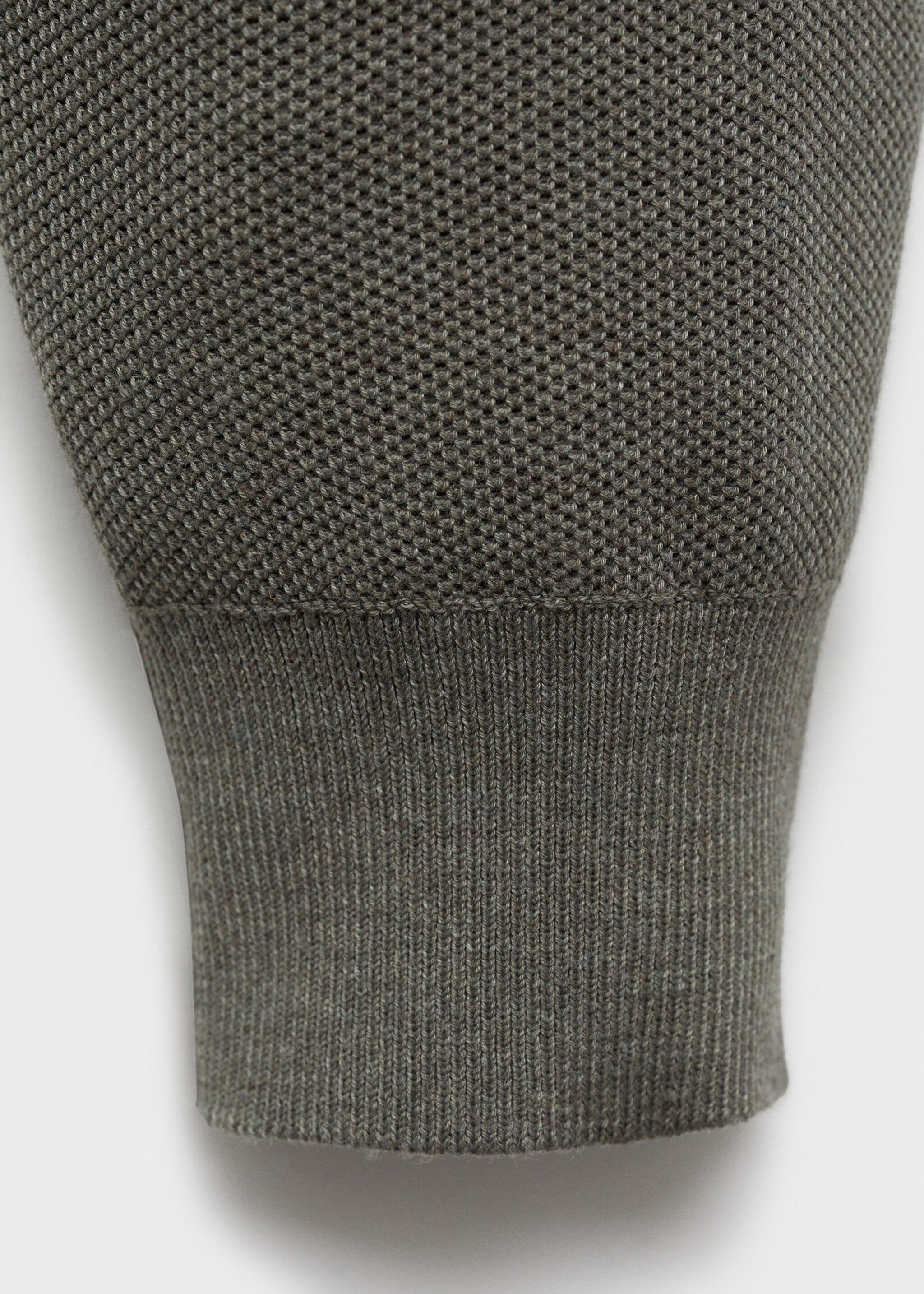 Sweater with polo-neck structure and zip - Details of the article 0, Olive Green. Ref: 77024448-00.