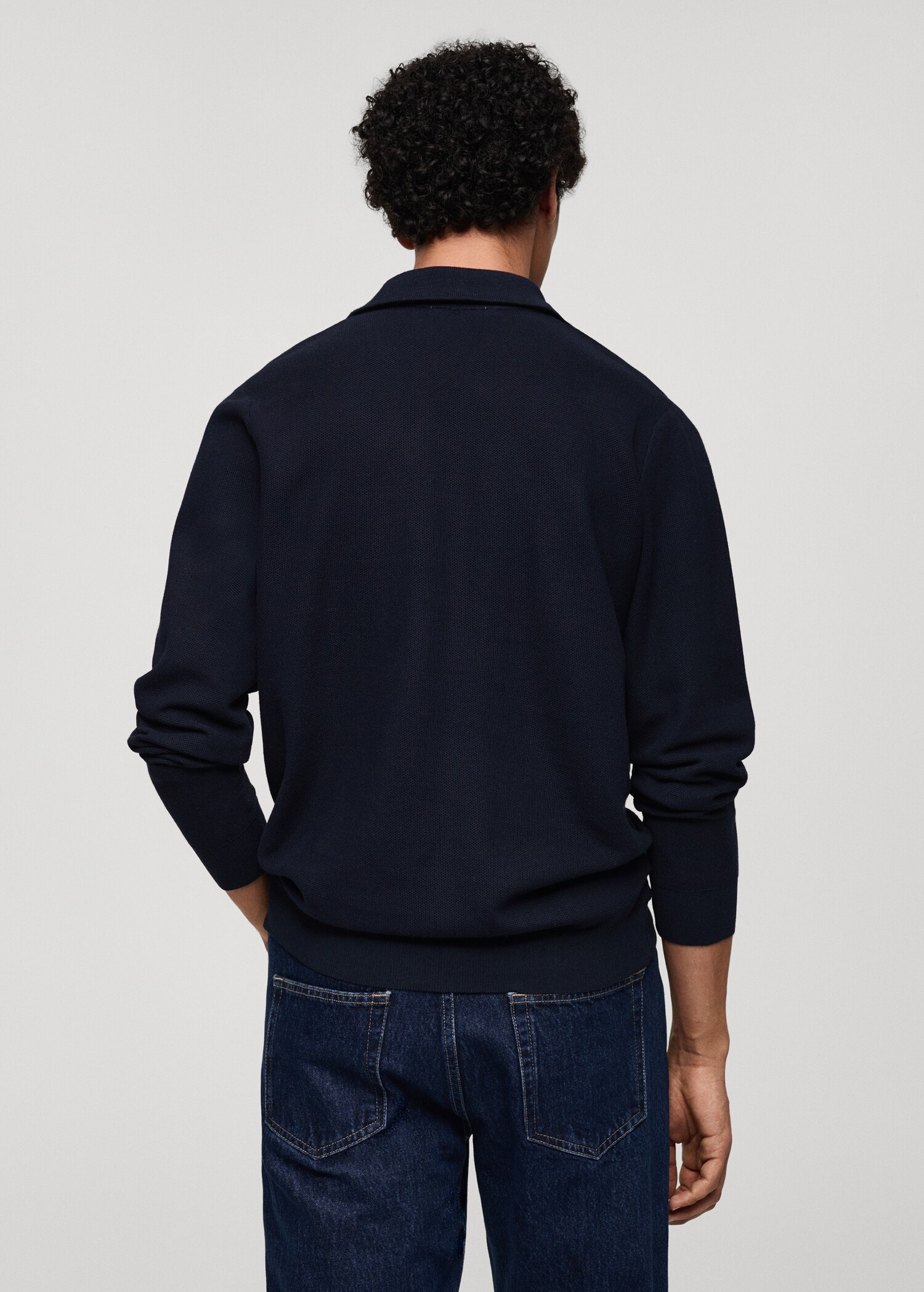 Pullover texture collo polo zip - Retro dell'articolo