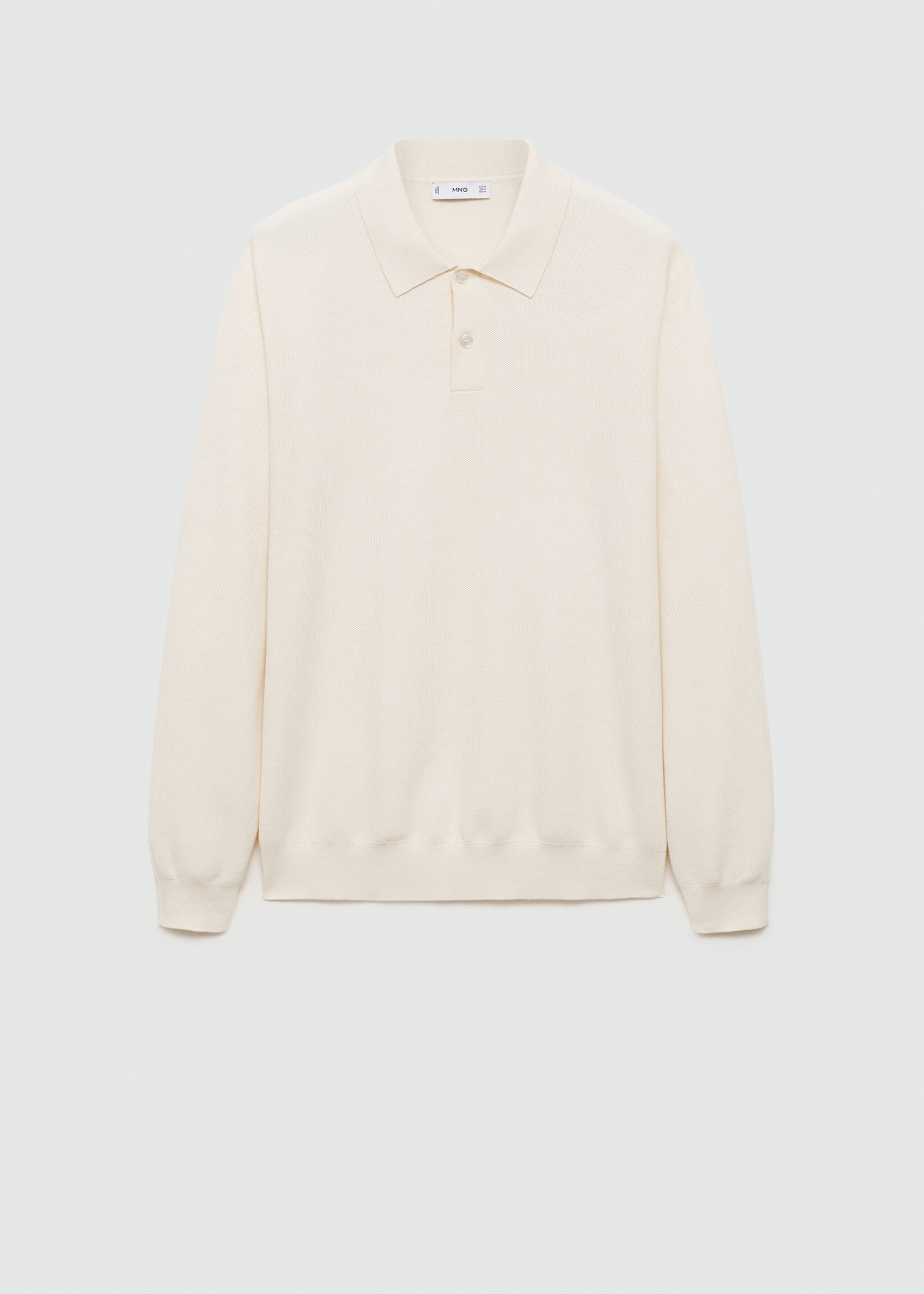 Knitted structured polo sweater - Article without model, Off White. Ref: 77024449-00.