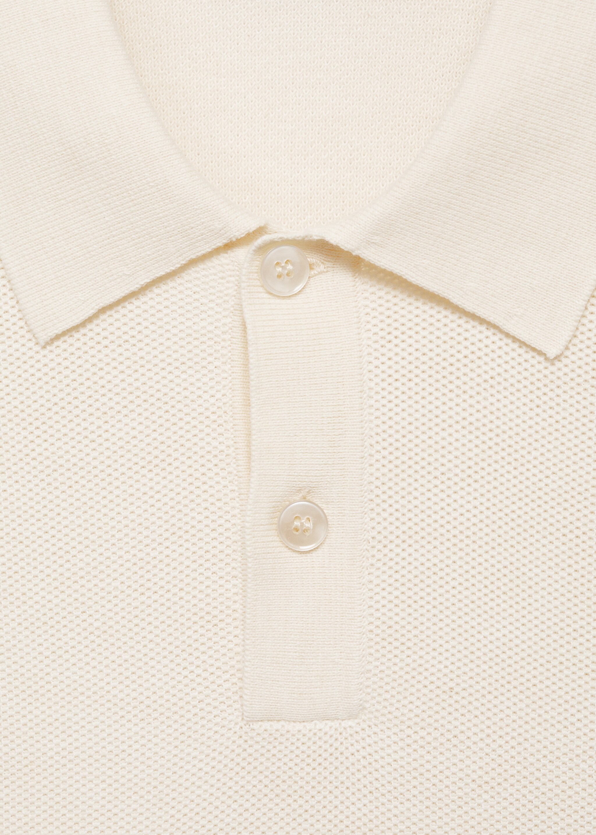 Knitted structured polo sweater - Details of the article 8, Off White. Ref: 77024449-00.
