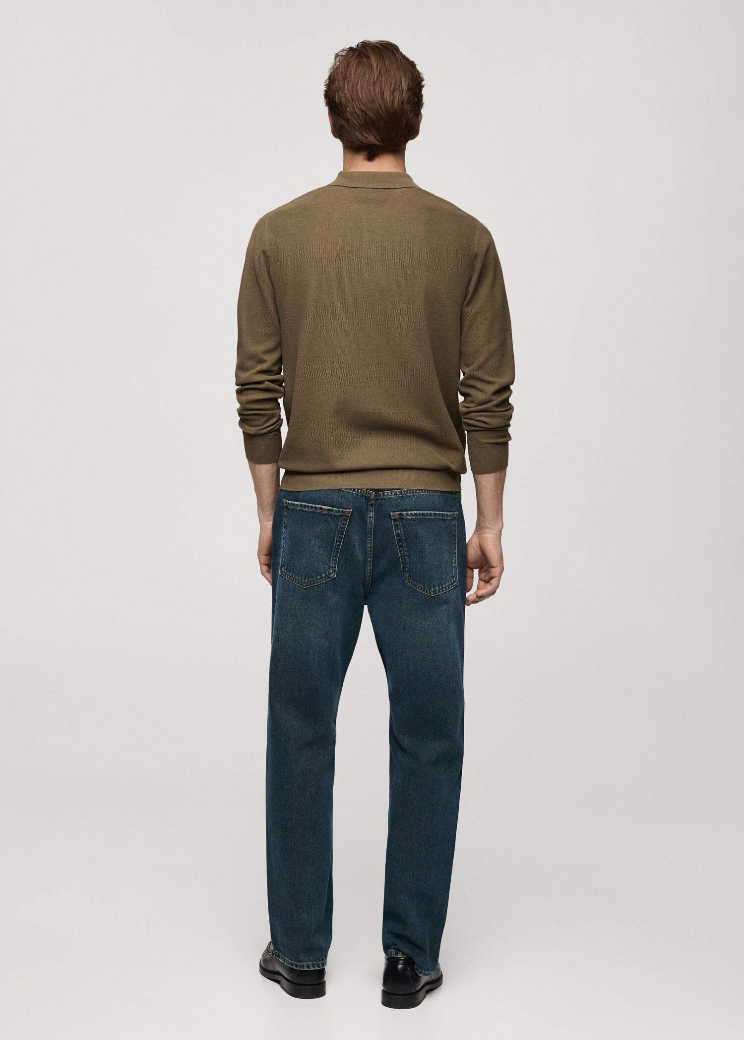 Knitted structured polo sweater - Reverse of the article