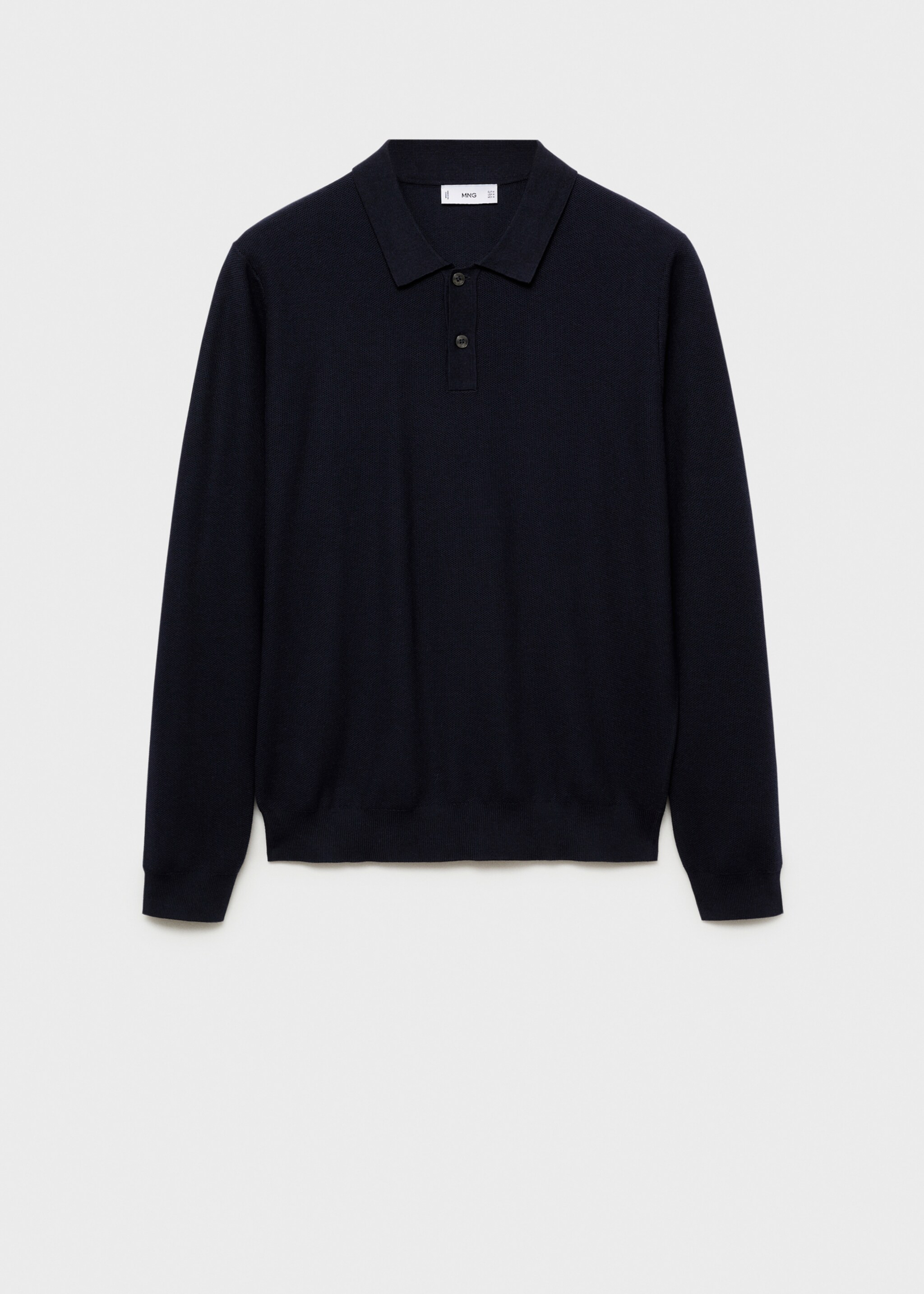 Pull-over polo maille structure - Article sans modèle, Bleu marine foncé. Ref: 77024449-00.