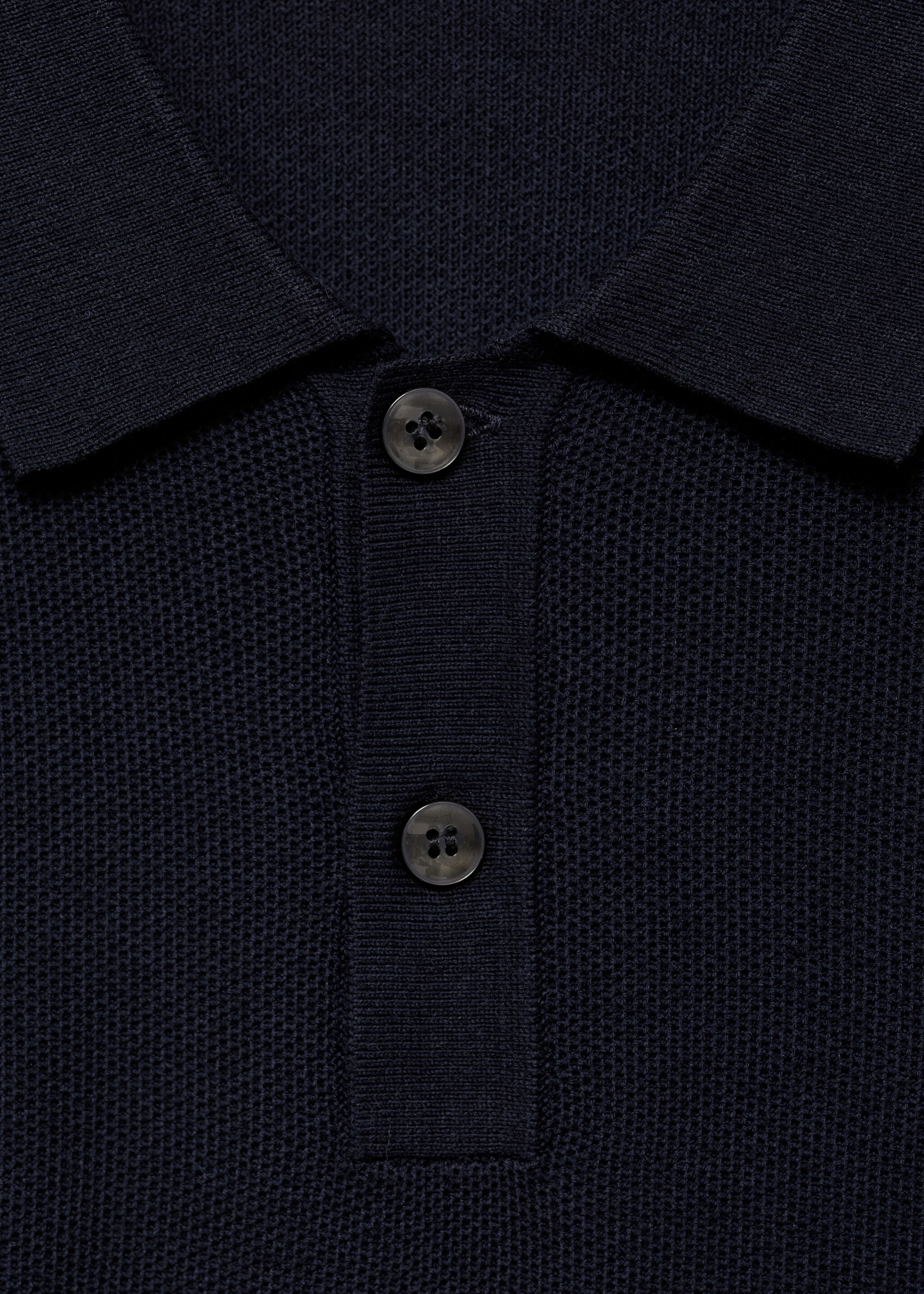 Pull-over polo maille structure - Détail de l'article 8, Bleu marine foncé. Ref: 77024449-00.