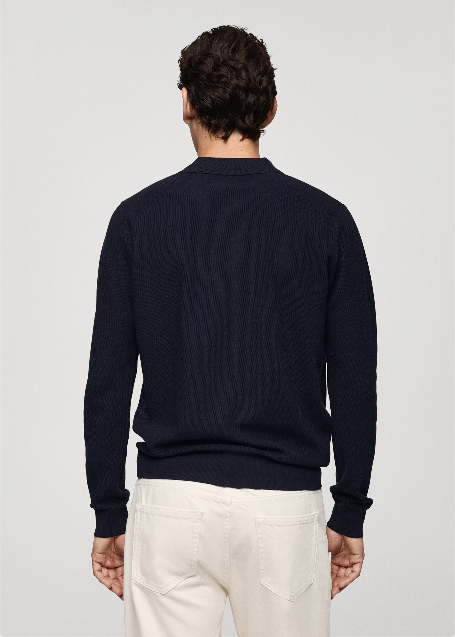 Pulover polo din tricot structurat - Spatele articolului