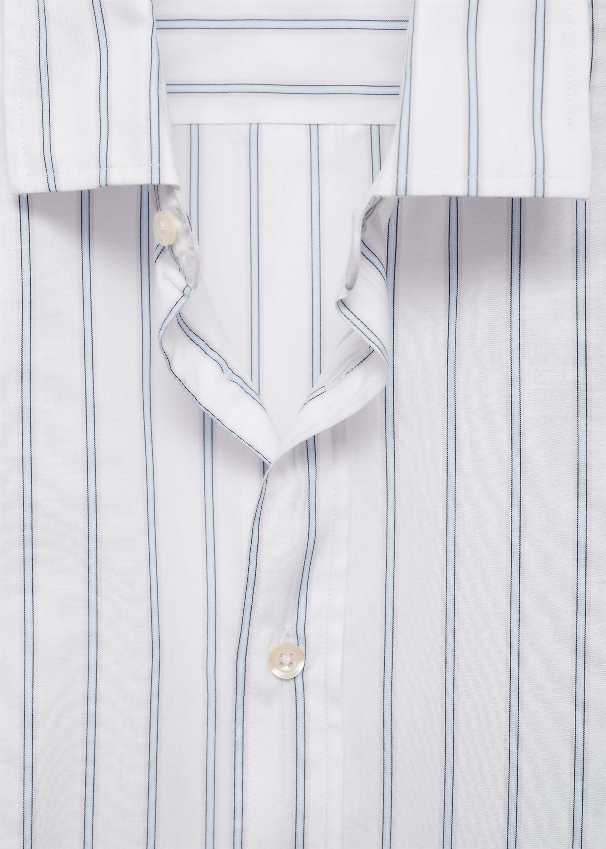 Regular-fit striped cotton shirt - Details of the article 8, Sky Blue. Ref: 77024451-00.